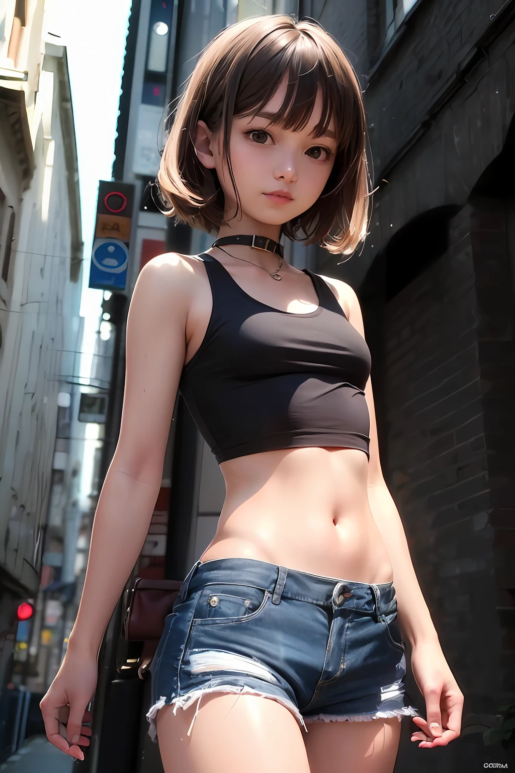 (8k, RAW photo, best quality, masterpiece: 1.2, realistic, photorealistic, high contrast, photon mapping, photonography, photorealistic, ultra-detailed, professional lighting, low angle: 1.2), (1 girl), (solo: 1.5), (full-body), (height is 165 cm), (18-year-old schoolgirl), (Shinjuku at night of Japan), (sidewalk), (Japan high school uniform), (dark blue blazer: 1.2) , (Short plaid skirt: 1.2), (White shirt for students), (Tie: 1.2), (Squatting looking at the front), (Crotch open: 1.2), (Light brown medium hair), (See-through wet white panties: 1.5), (Camel toe), (Black loafers: 1.2), (Beauty face: 1.2), (Perfect proportions: 1.2), (Long leg: 1.2), (Small breasts: 1.3), (Panties visible from under skirt: 1.5), (Detailed female pubic shape is clearly visible:1.4), (Pubic hair:1.4), (Without panties:1.2), (Textured skin)
