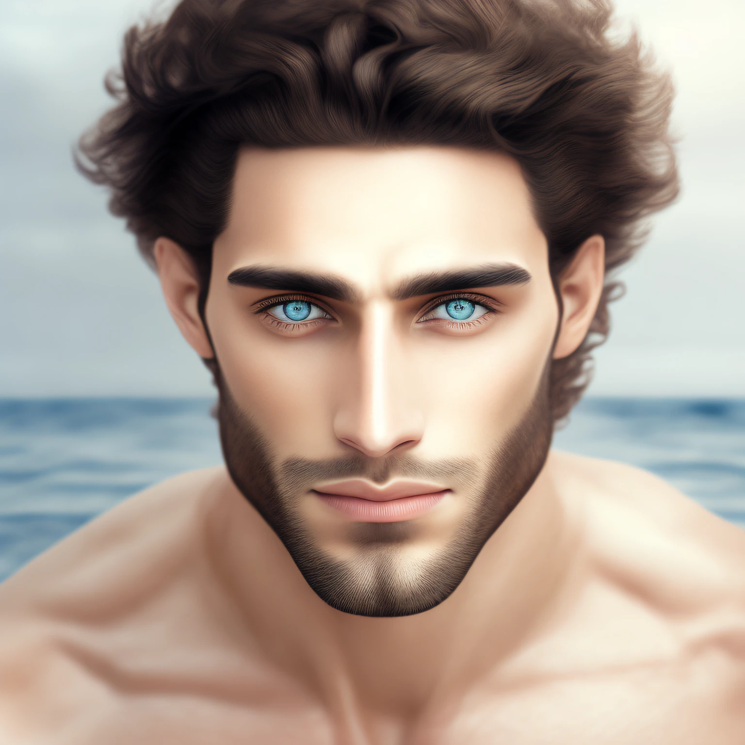 Man sympathetic to the appearance of a perfect Greek god with clear eyes