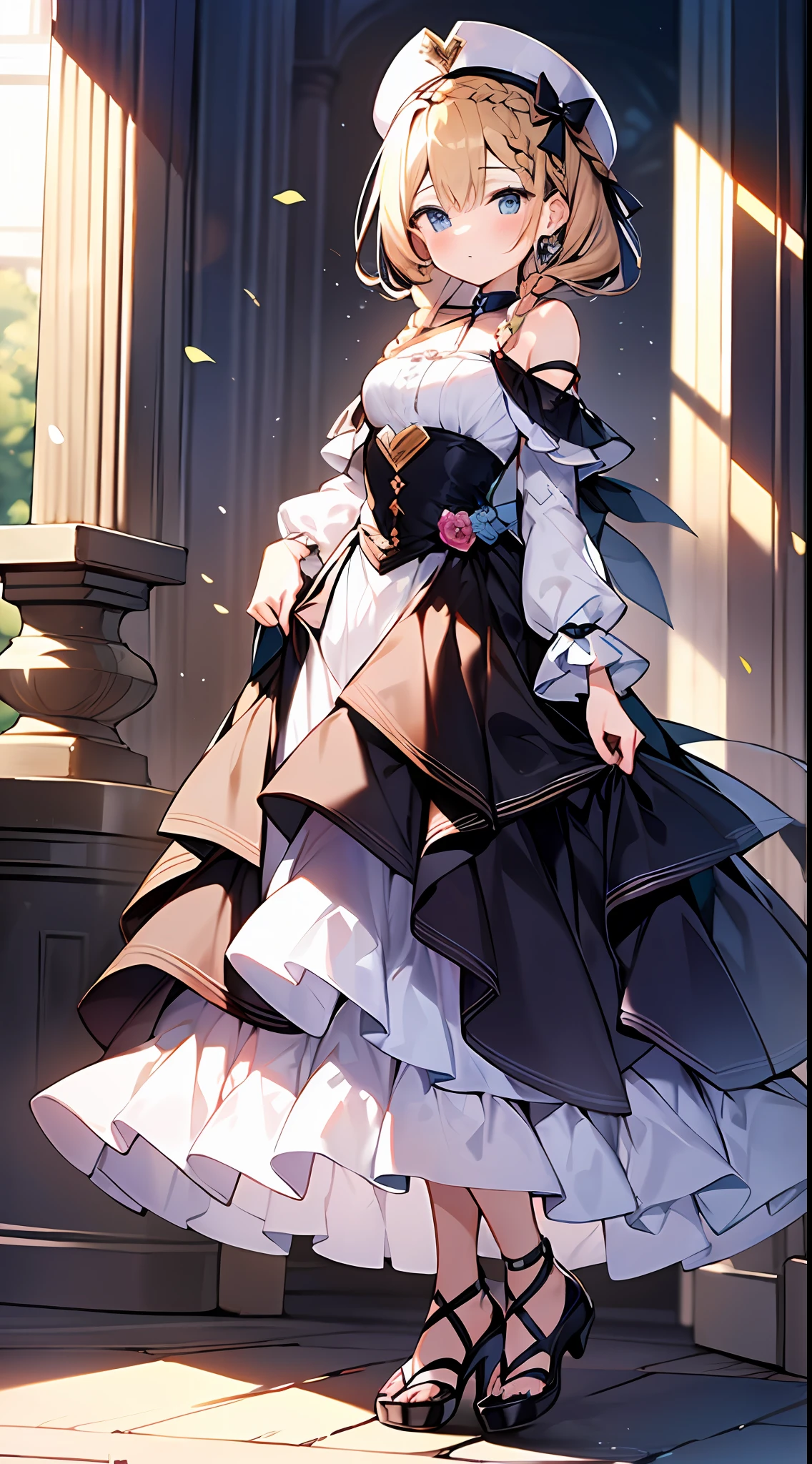 (incredibly absurdres absolutely resolution: 1.5), highest quality, masterpiece, ultra high resolution, 8k, (multiple girls), (gorgeous dresses with many gorgeous and colorful decorations) BREAK shoujo manga style, (loli), soft line drawing, digital enhancement, shojo manga touch, environmental change scenes, shojo manga core, ( Hair length to the shoulders))), (((short braid))), ancient capital of the West, full body visible angle, entangle, beautiful and aesthetic: 1.5, High quality: 1.3