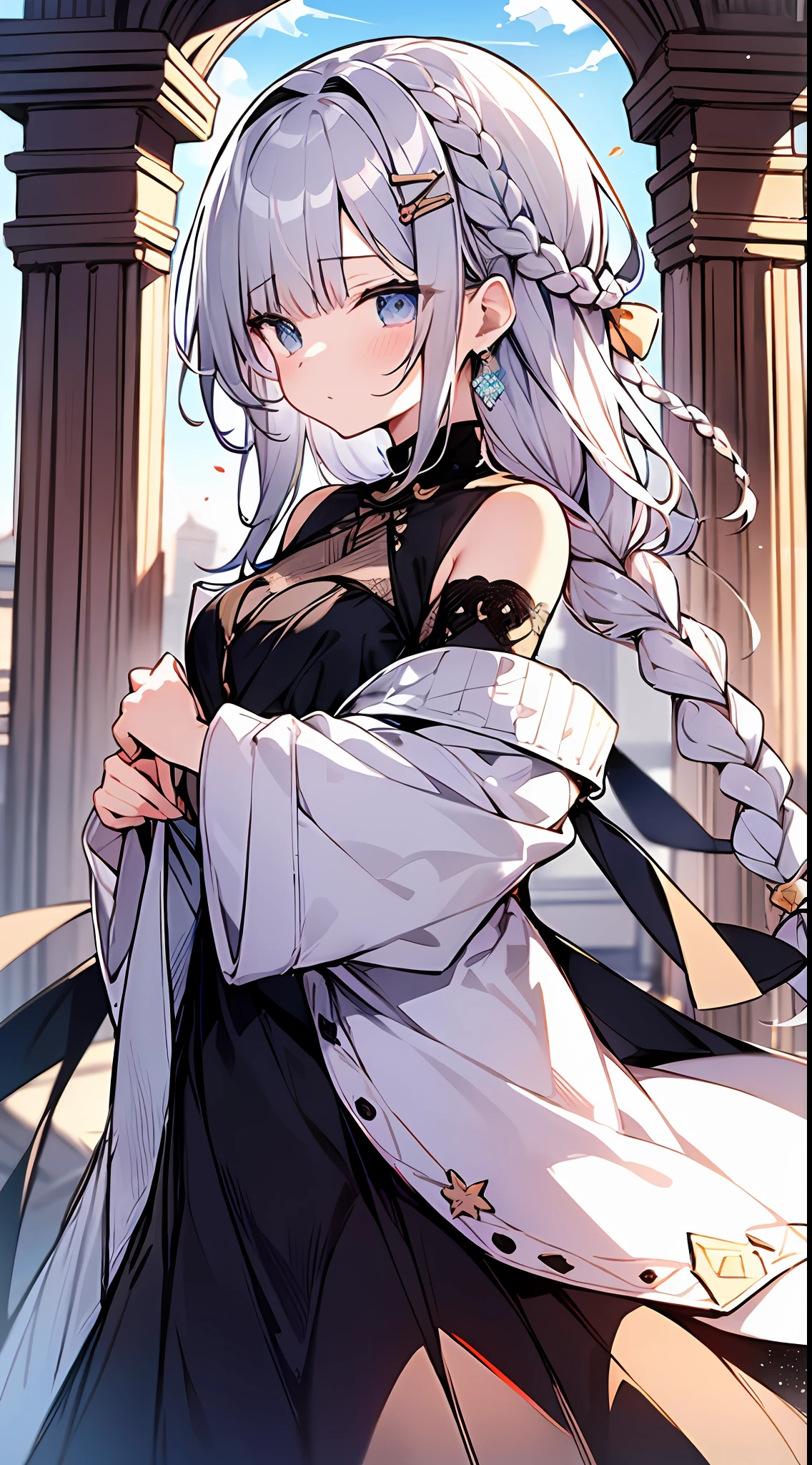 (incredibly absurdres absolutely resolution: 1.5), highest quality, masterpiece, ultra high resolution, 8k, (multiple girls), (gorgeous dresses with many gorgeous and colorful decorations) BREAK shoujo manga style, (li), soft line drawing, digital enhancement, shojo manga touch, environmental change scenes, shojo manga core, ( Hair length to the shoulders))), (((short braid))), ancient capital of the West, full body visible angle, entangle, beautiful and aesthetic: 1.5, High quality: 1.3