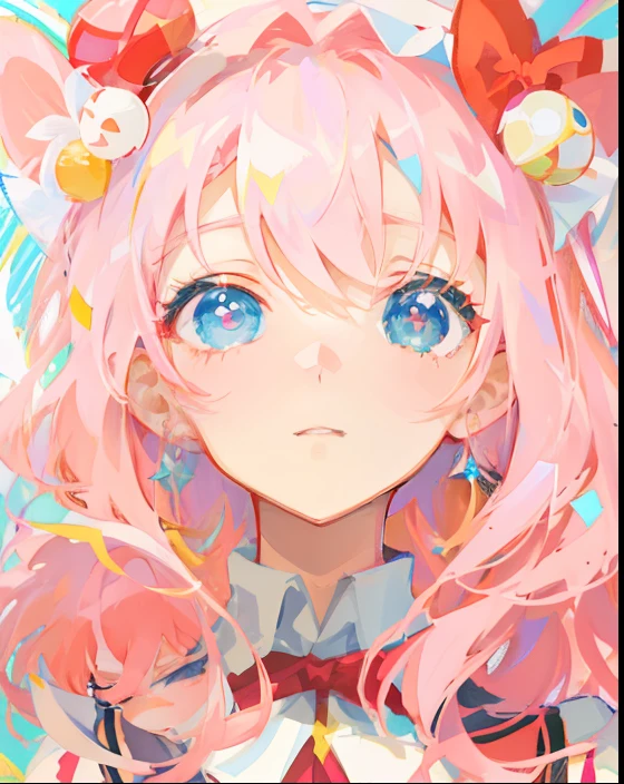 anime girl with pink hair and a bow on her head, anime moe artstyle, splash art anime loli, nightcore, made with anime painter studio, official artwork, kawaii realistic portrait, anime artstyle, anime style. 8k, anime stylized, soft anime illustration, anime cover, dreamy psychedelic anime, loli, anime style portrait, stylized anime