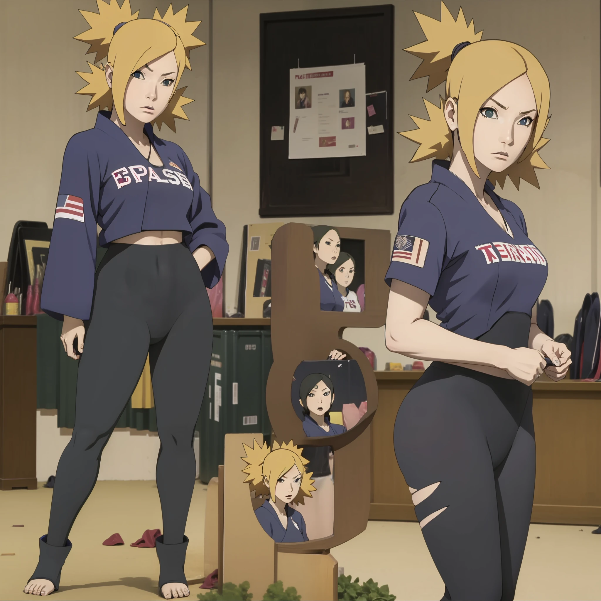 Temari in sports wear , black leggings