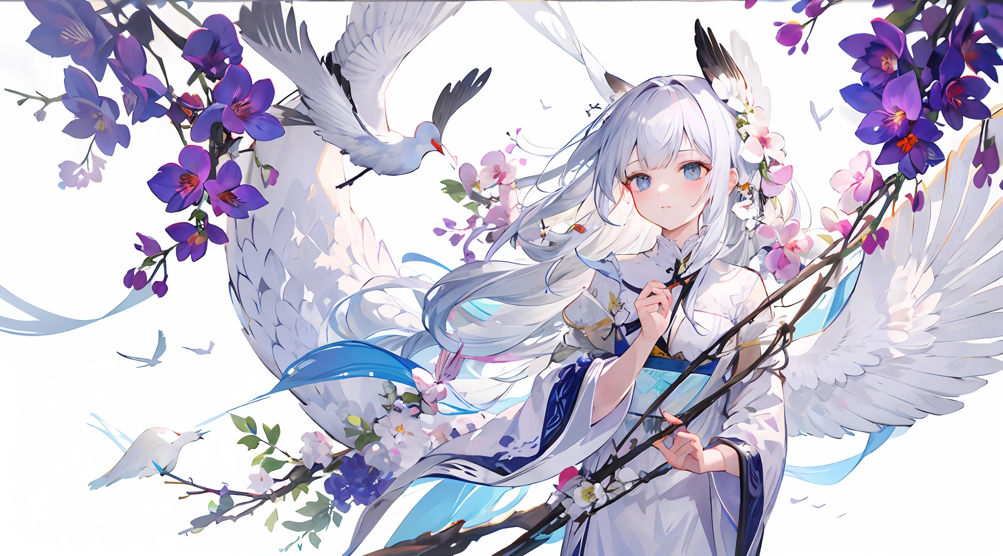 Orchids, white cranes