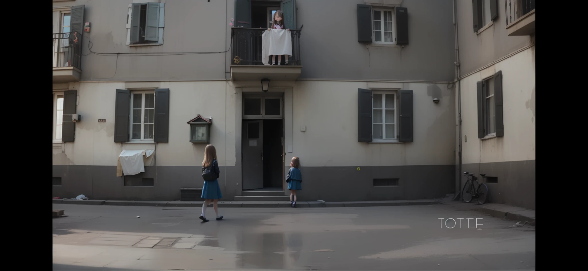 Two little girls went into the building