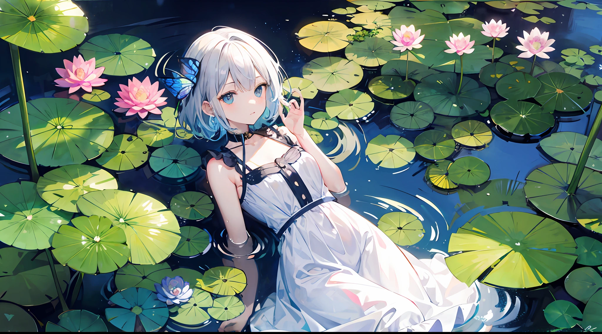 Water lilies, butterflies, ancient winds