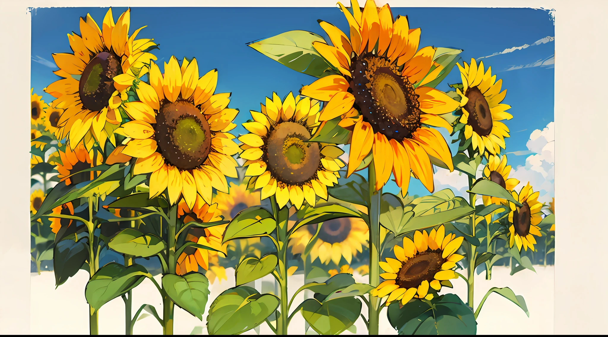 Bees, sunflowers