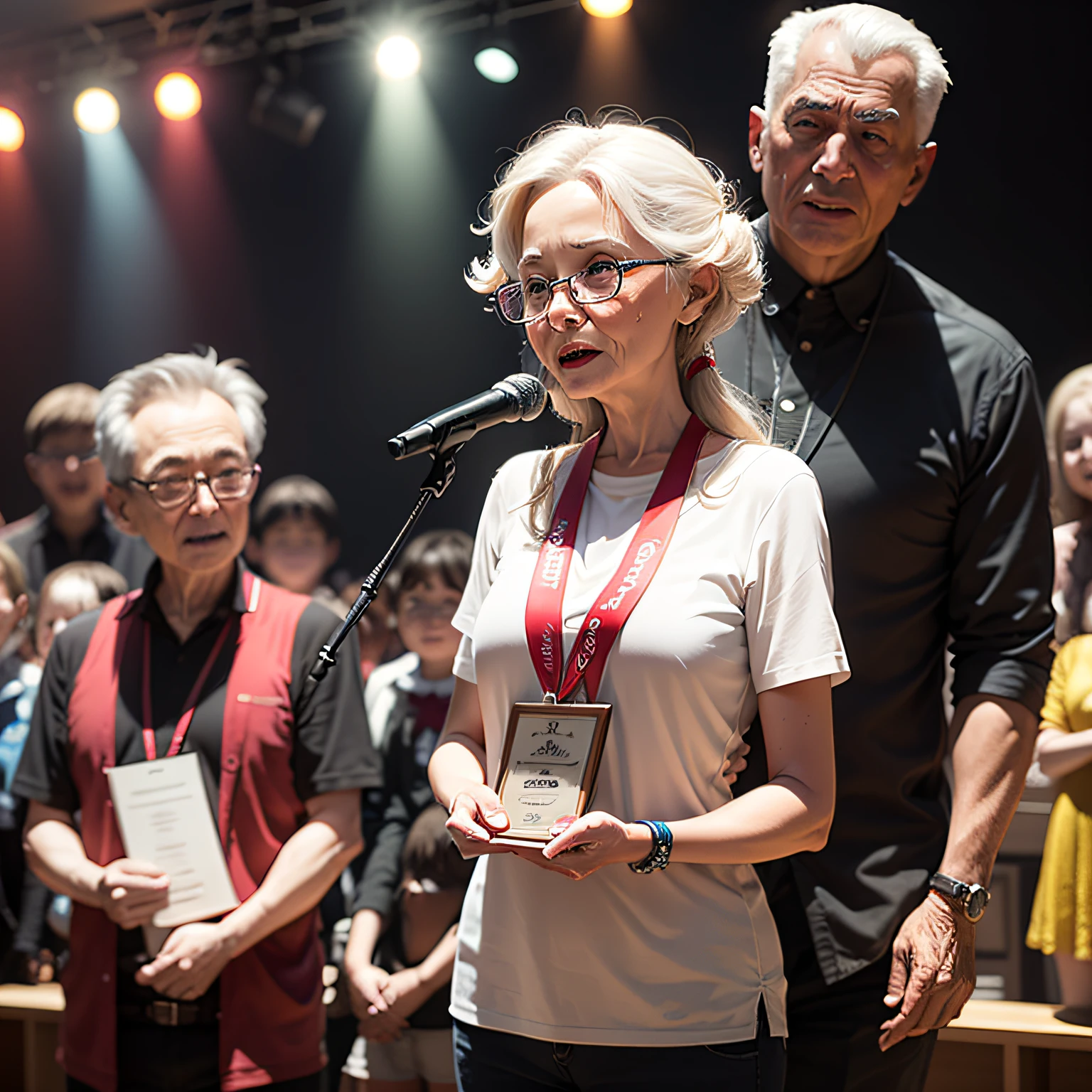 Old people and children receive awards stage --auto
