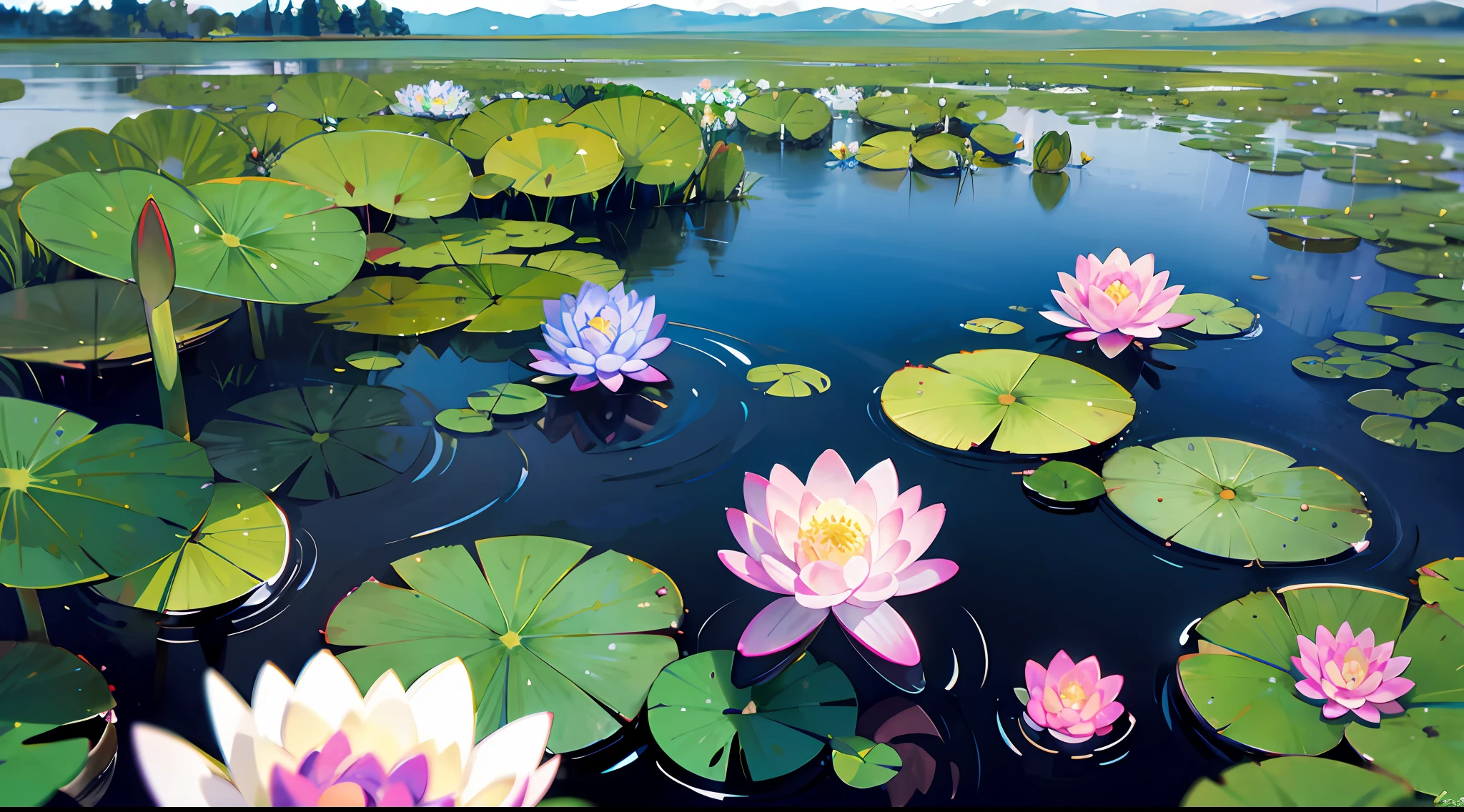 Water lilies, butterflies, ancient winds
