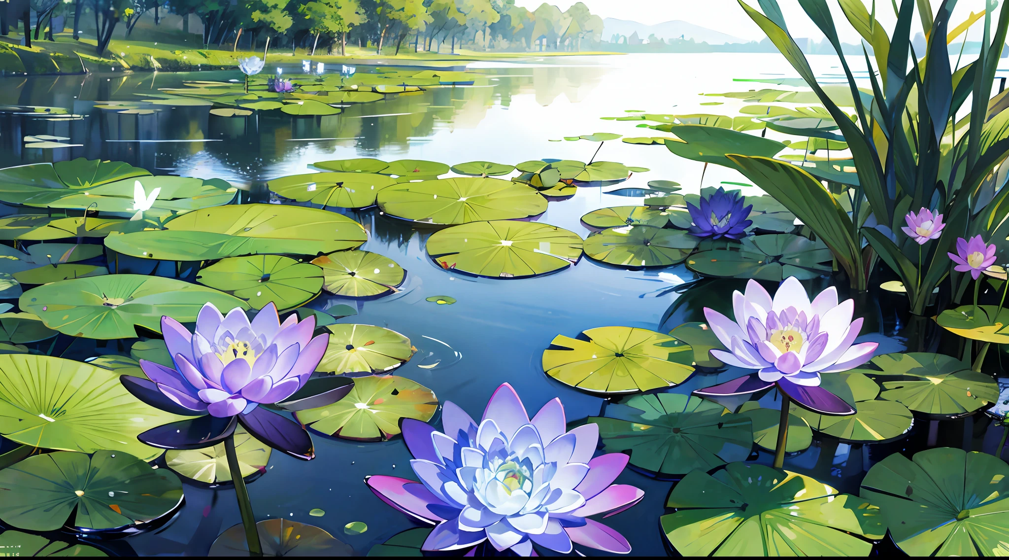 Water lilies, butterflies, ancient winds