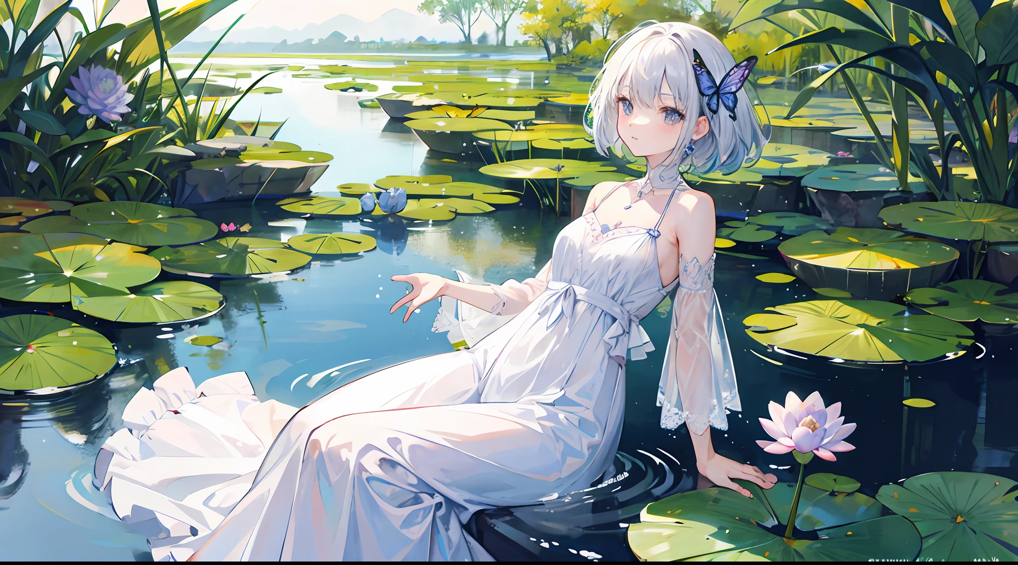 Water lilies, butterflies, ancient winds