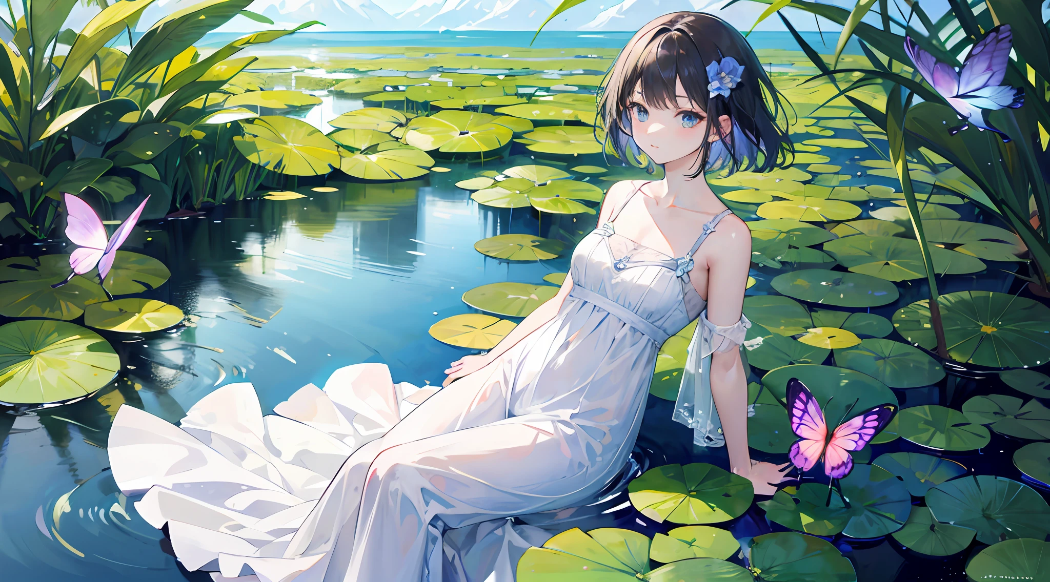 Water lilies, butterflies, ancient winds