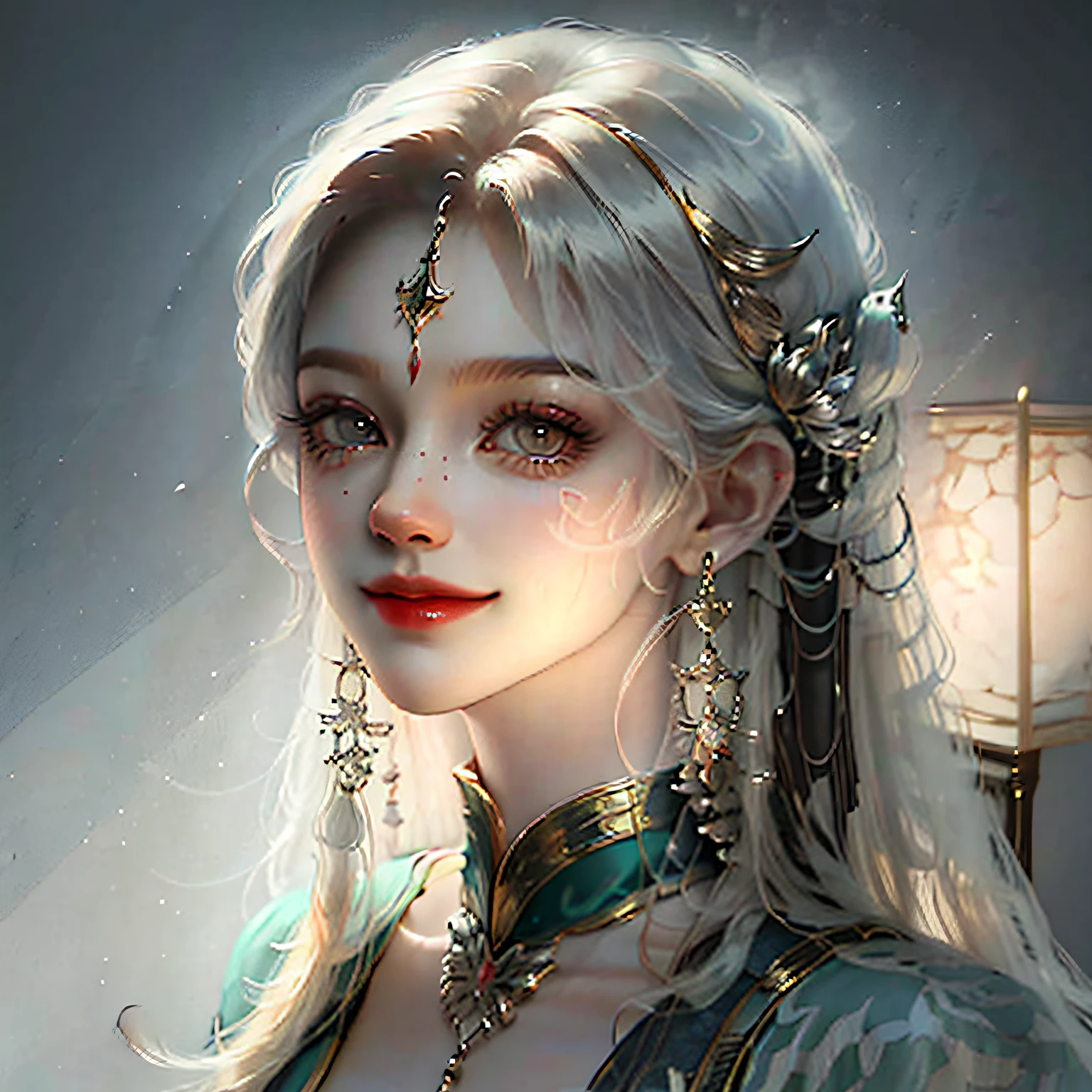 National costume, beautiful pupils, smile, light and shadow --auto