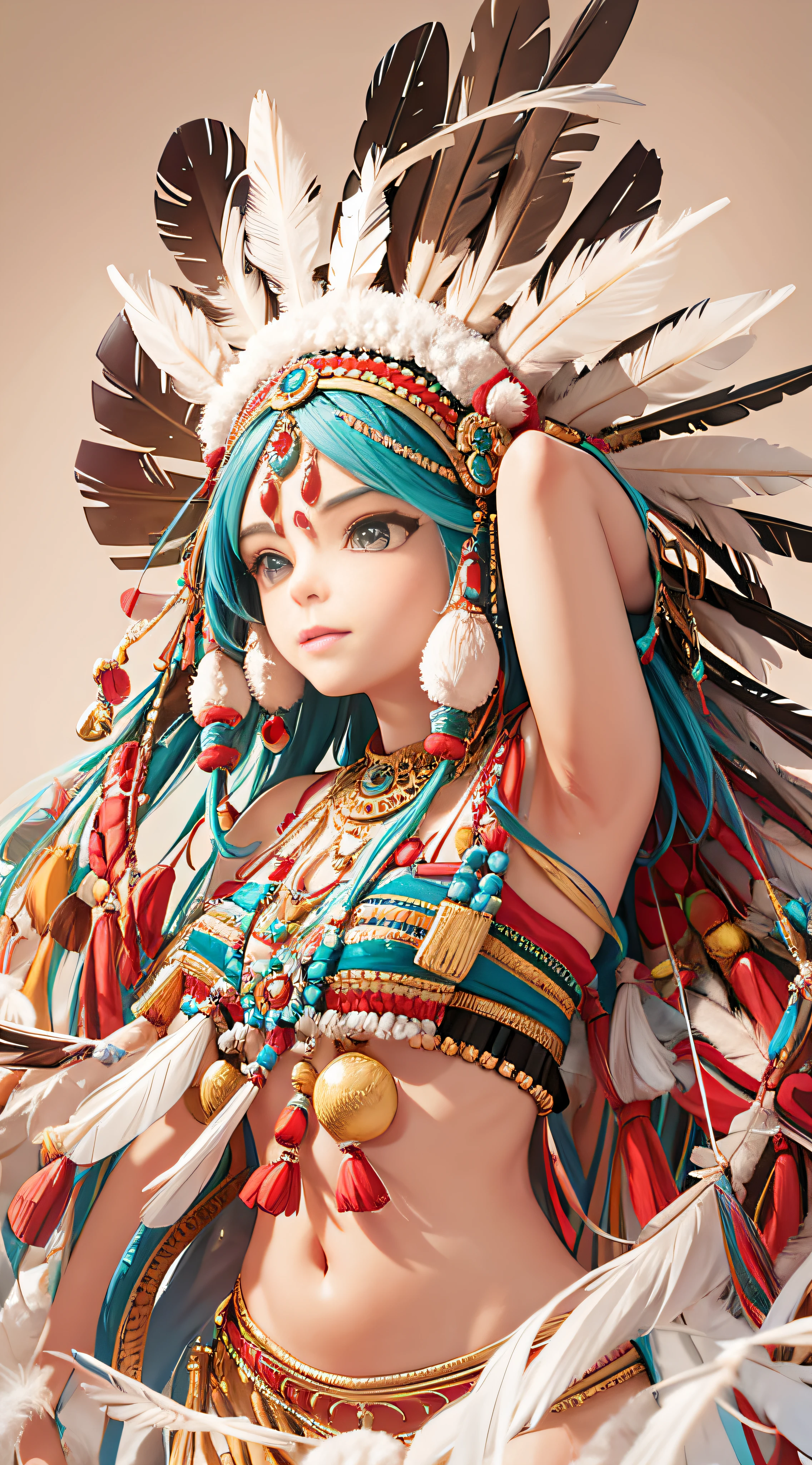 Indian headdress, feathers,