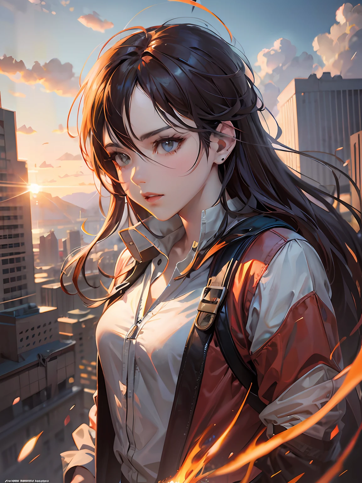 anime girl with long hair and backpack standing in front of a city, artgerm and atey ghailan, detailed digital anime art, ig model | artgerm, extremely detailed artgerm, makoto shinkai and artgerm, artgerm. anime illustration, anime style 4 k, style artgerm, range murata and artgerm