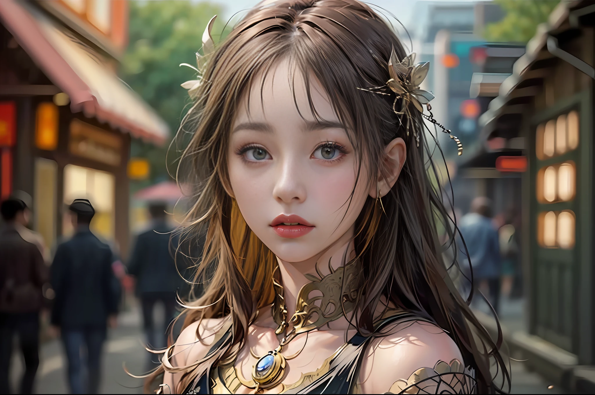 (masterpiece), (intricate details), (photorealistic:1.3), (film grain:1.4), (perfect anatomy), (depth of field:1.2), 1girl, portrait, Fantasy Art style, simple background,