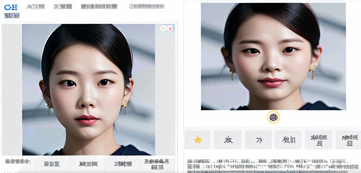 a close up of a woman with a pair of earrings on her head, asian features, pretty face sharp chine, yanjun chengt, attractive facial features, zhuoxin ye, pretty face features, attractive female face!!!, very very low quality, highly accurate facial features, trending on cgstation, realistic. cheng yi, inspired by Yuan Jiang, best ai image