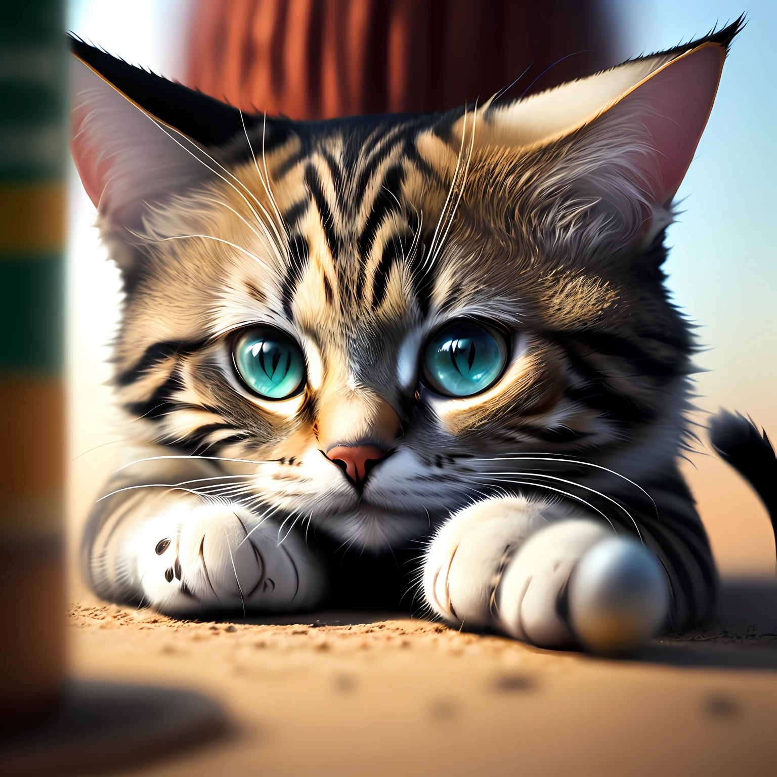 (pearl texture), (a cat), (super detail), (film light), showing the image of a cat with perfect texture, and the overall image quality is super high. Sunlightpunk Africanity in Dubai
