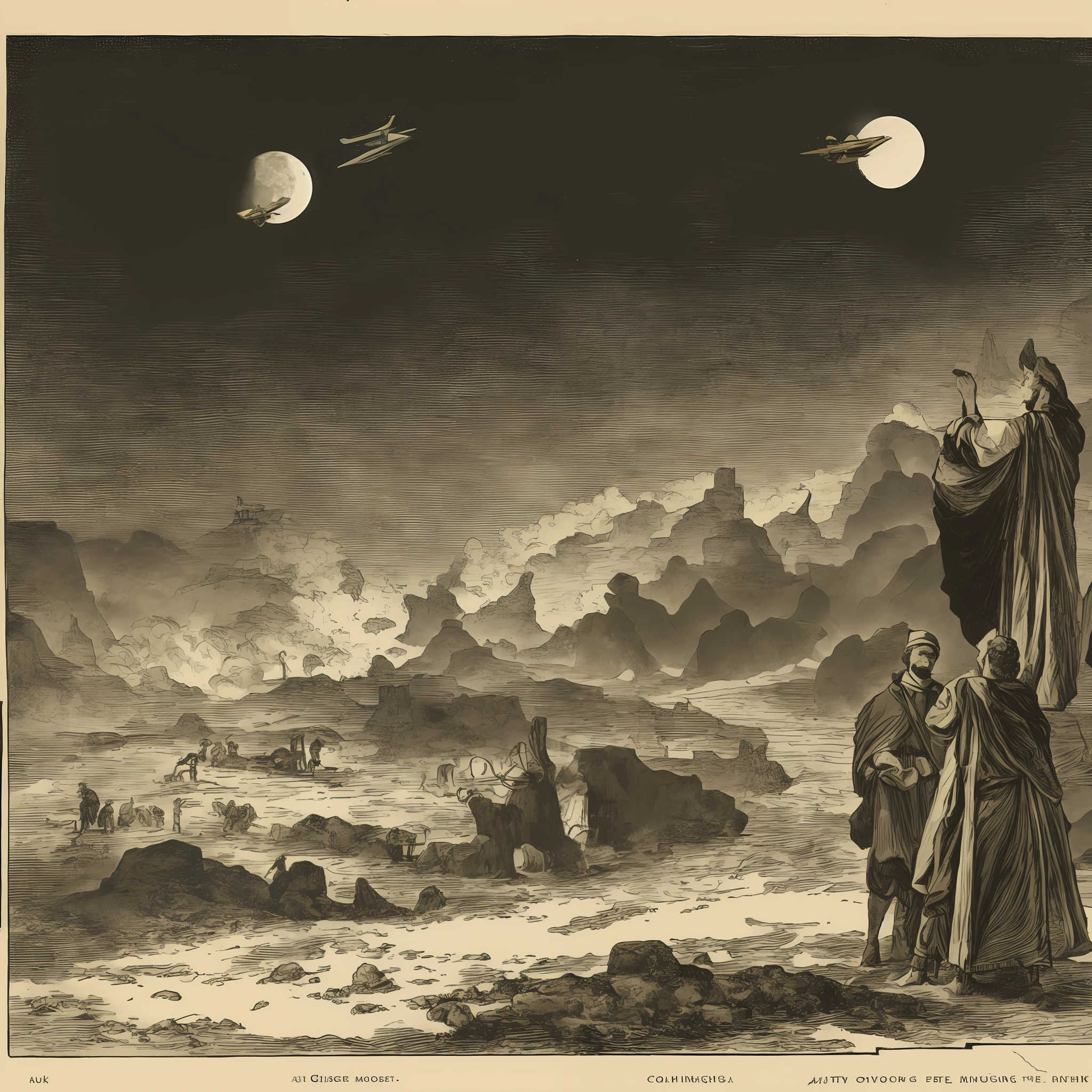"Moses observing the ark of the covenant, ark Golden string, biblical character, desert s night, moonlight illuminating" --auto