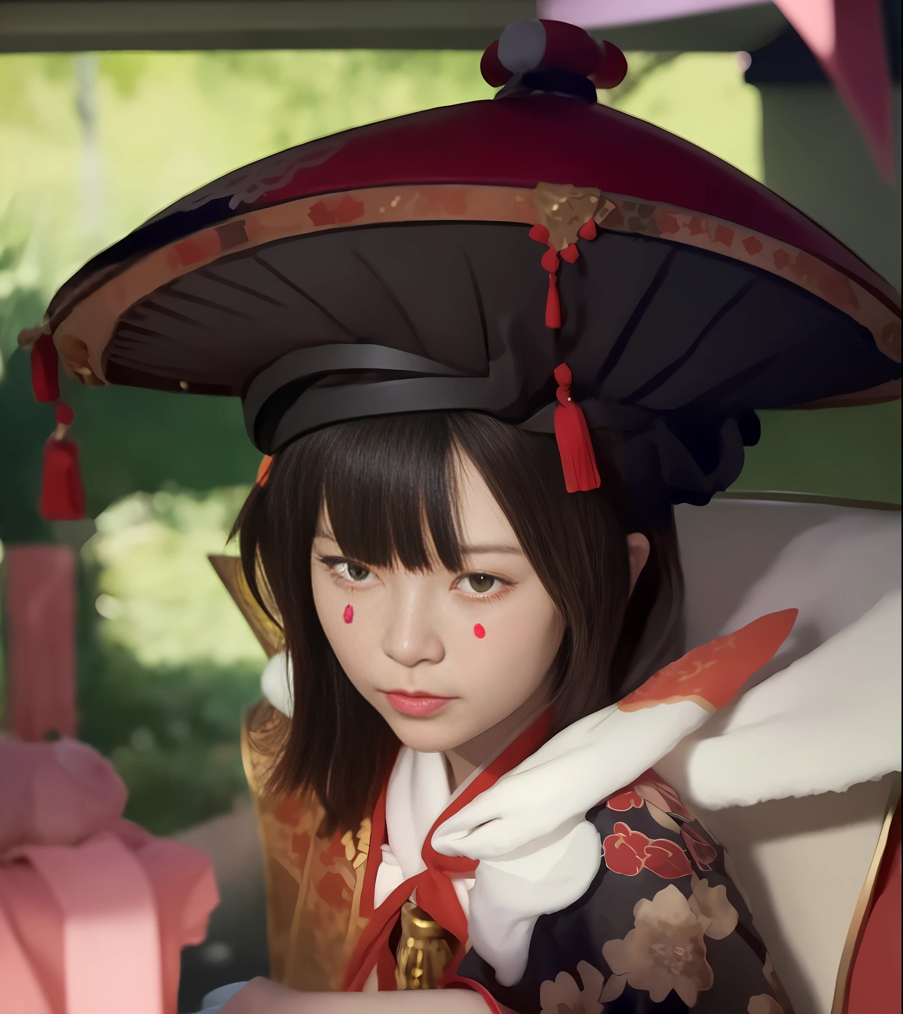 asian woman in traditional dress sitting on a chair with a lamp, palace , a girl in hanfu, onmyoji portrait, artwork in the style of guweiz, guweiz, , wlop and sakimichan, guweiz on pixiv artstation, watershaped red dot below eyes,
