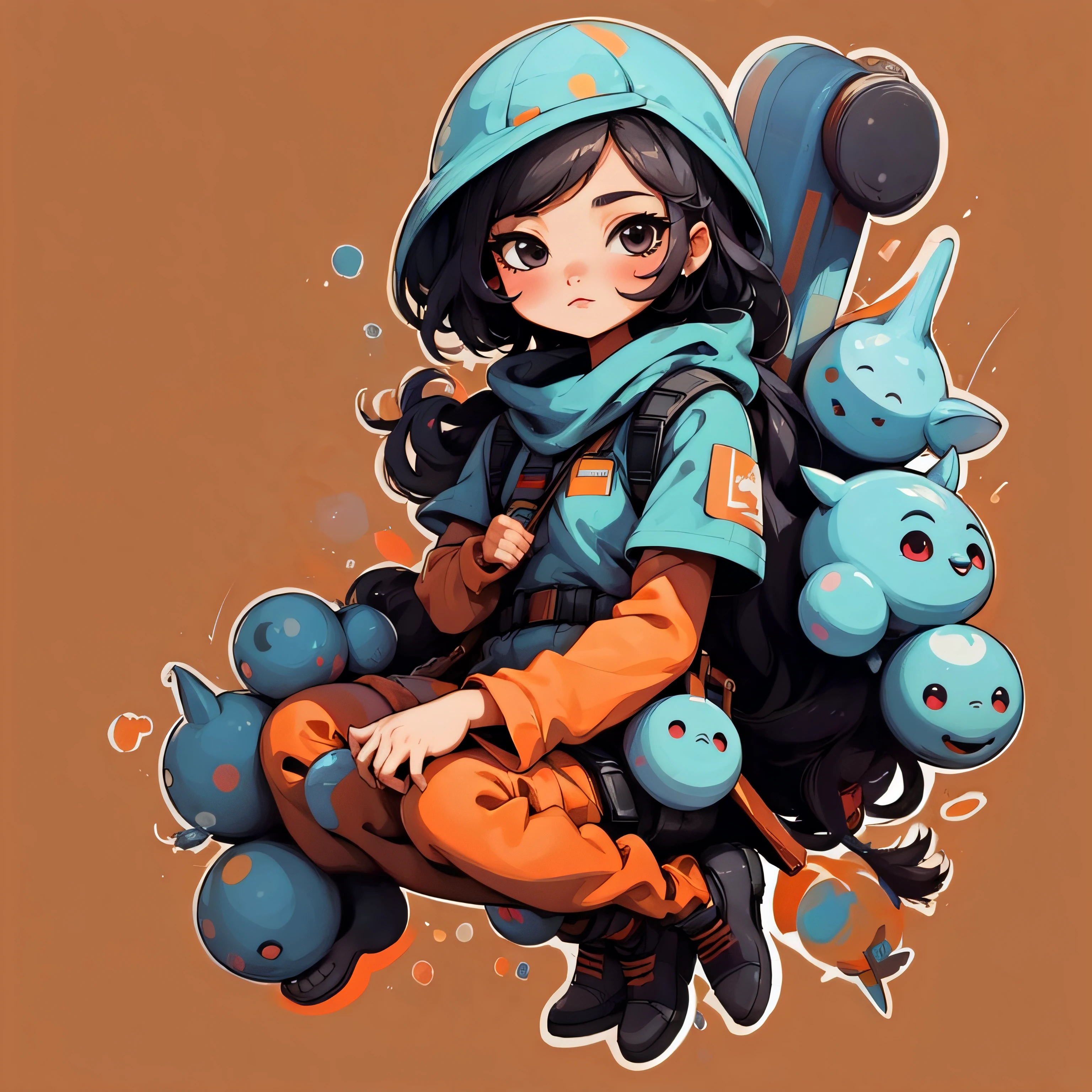 Stickers, cute all kinds of elves, without background, overlook, cyberpunk