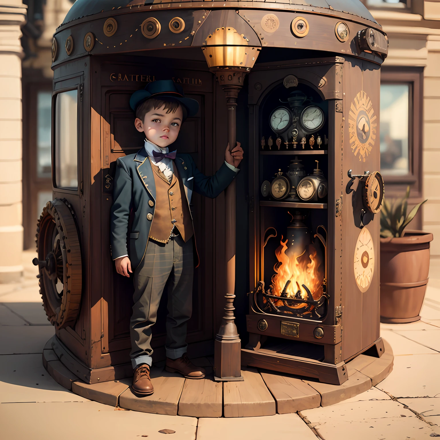 Steampunkai, child who investigates in a time machine