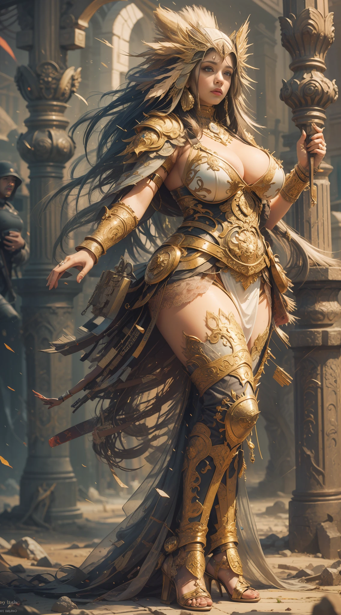 create Eden Mor in Full body photography of the most beautiful artwork in the world, a beautiful Israeli woman in intricate costume burning in the Garden of Eden, Busty, Curvy, Thick, Voluptuous, Cleavage, Big Breasts, Sexy, Exotics, Israeli Culture, Israeli Art, rainbow colors, ArtStation, CGSociety, complex, high detail, clear focus, dramatic, realistic pictorial art trends Greg Rutkovsky --auto --s2