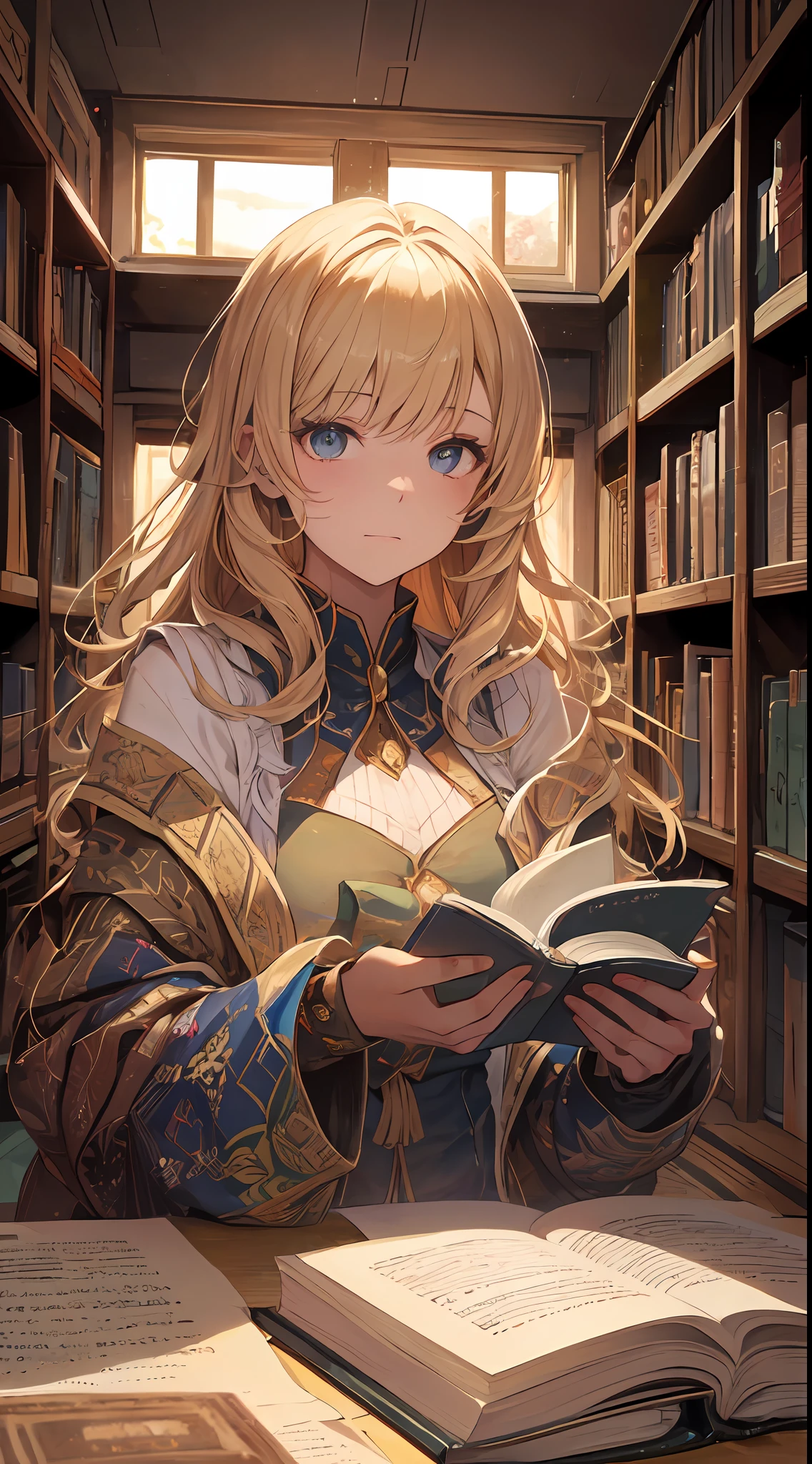 Setting: Royal Library
Main characters: Mari -  is 16 ibrarian, sober but beautiful. Have a deep interest and inquisitive mind for knowledge.
Description: As the sun sets, Mari discovers an old manuscript deep in the library. She is drawn into the mysterious letters, and the light of the setting sun illuminates the pages in gold. Her eyes glow with the light of the setting sun and the excitement of knowledge, centering on a hyper-realistic depiction of the moment.
Composition: Vertical composition. Mari is placed in the center, surrounded by bookshelves of old books and libraries. The light of the setting sun shines through the window, illuminating her face and the visible manublinds.
Color: Pastel and golden sunset light. Warm colors express reflection on old textbooks and knowledge in the library.
Realism: Mari's appearance based on human anatomy. Her clothes, facial expressions, hand positions, and every detail of her mysterious old manuscript are faithfully reproduced. Depicts smooth skin texture and subtle changes in expression.
Light and Shadow: The light of the setting sun brightly illuminates Mari's face and Manjuscript, and the surroundings are relatively vigilant, illuminating her and Manjuscript.
This prompt aims to represent the scene of "knowledge of the sunset" in as much detail as possible. Overall, we aim to produce high-quality, realistic images, conveying visual beauty and narrative appeal at the same time.

The reason for this is that the level of perfection and the effort and passion of the artists who thought of it on their own is unrivaled. Here are the best works that we propose to you. The images should be very realistic, very detailed, and 16k with high resolution. Use a Sony Alpha 24 mirrorless camera with Sony FE 105-4mm f/4G OSS lens. Set the ISO sensitivity to 32,000 and the shutter speed to 1/125 second. The image should frame the girl's cuteness and fetish ims in the center, "realistically reproducing the texture of the fabr