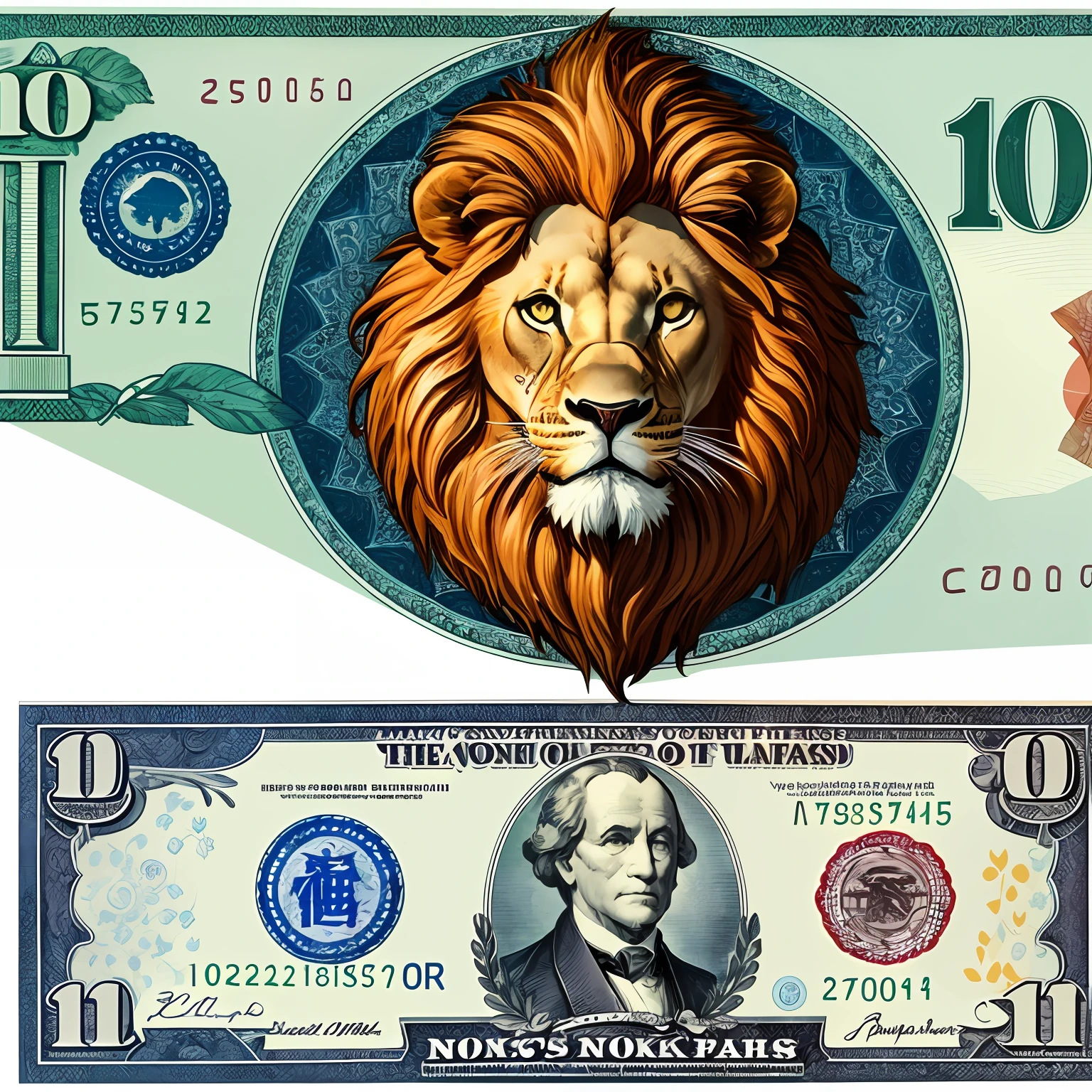 Banknotes with lion's heads