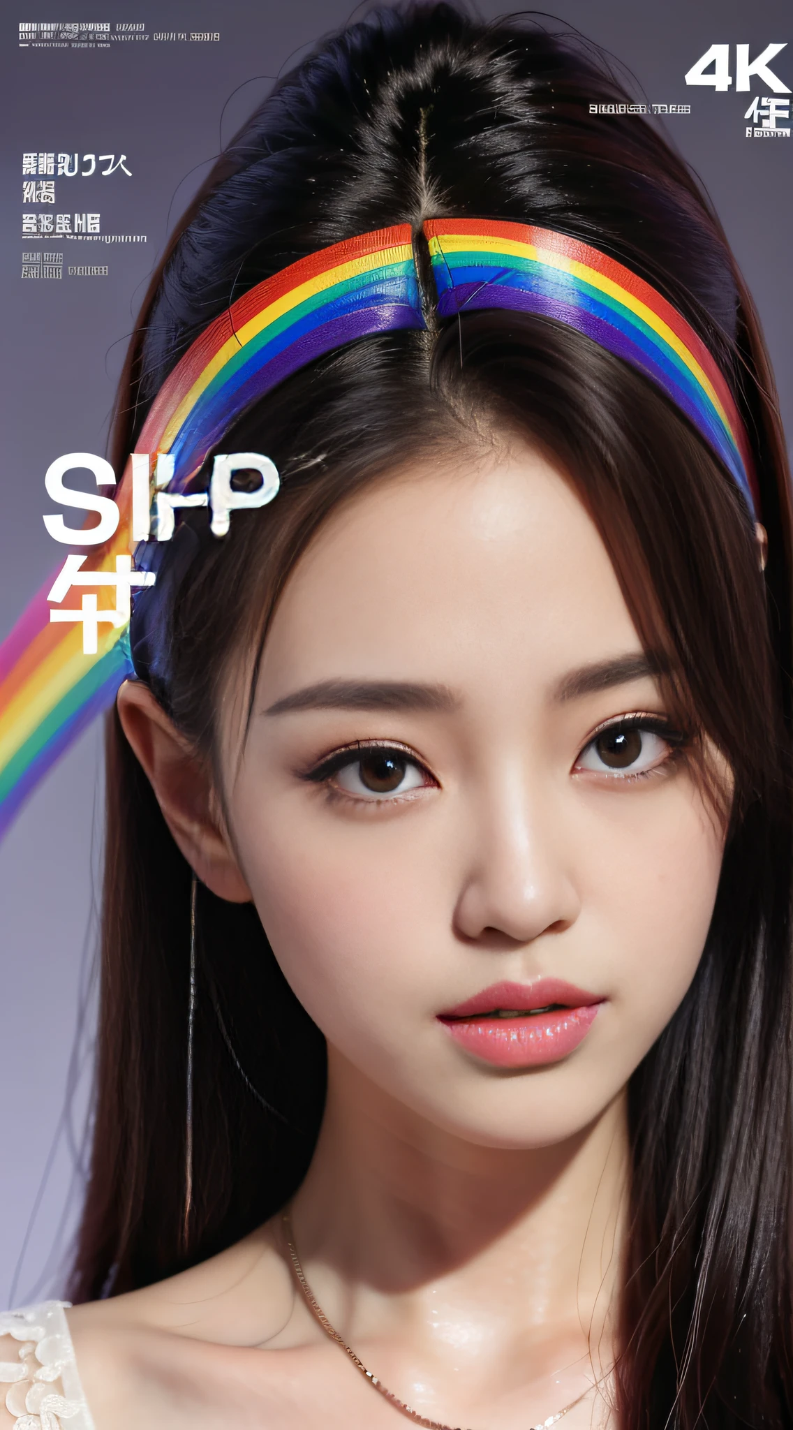 Japanese Beauty, Japanese Actress, (((Sora Aoi)), Prism Rainbow Bridge, Spectral Arc, Color Connection, Fashion Typography, Magazine Cover Poster, Dyna, Hyperdetail, Searle Shadow, Arte, Title, Logo, Label, Badge, Graphic Design, 4k Detail Post-processing, Atmosphere, Surreal, 8k, Epic Composition, Intricate Detail,