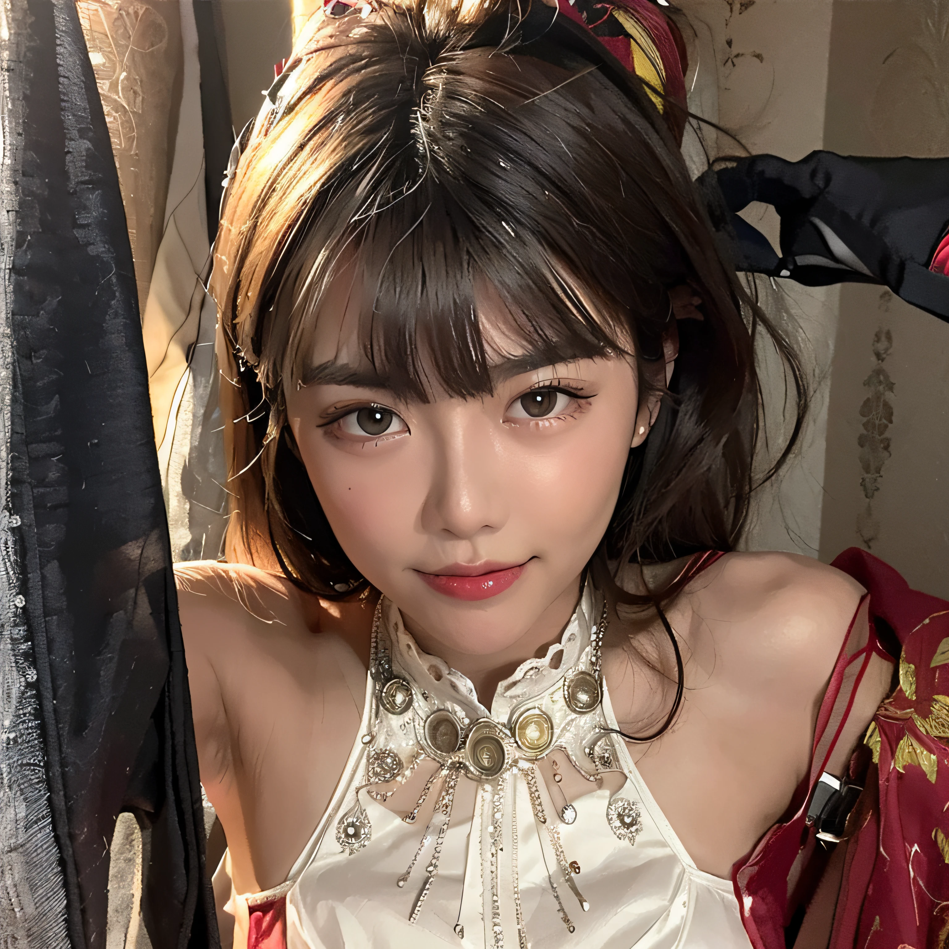 Arafe asian woman with very big breasts in black dress, gorgeous chinese model, 8K selfie, young cute one asian face, beautiful asian girl, chinese girl, IG model |Artgerm, soft portrait shot 8K, girl cute-fine face, Yang Juncento, hot with shining sun, captured by Canon EOS R 6, no panty, from below, high quality, skirt, squat, skirt peep, full body