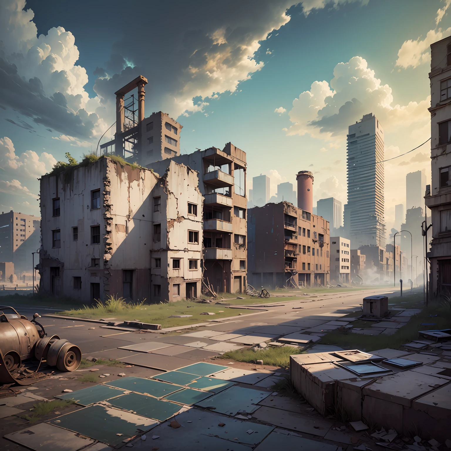 Modern city ruins style empty island technology --auto
