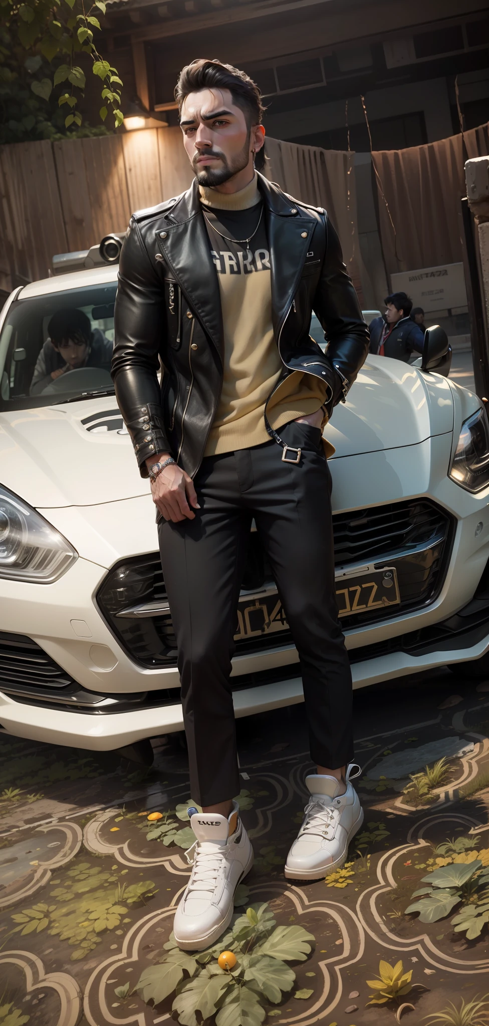 Higher quality best quality 4k handsome boy with car