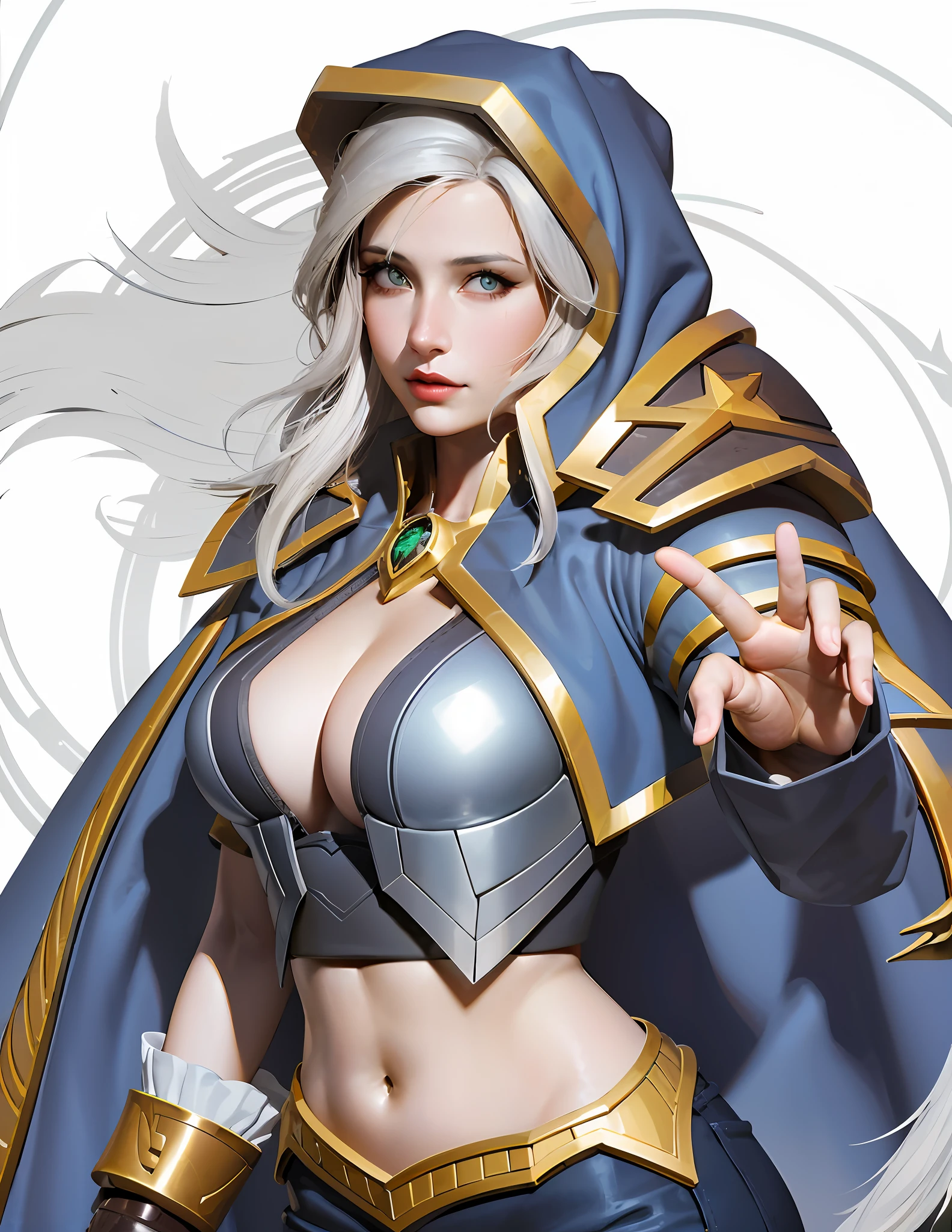 Close-up of a woman in blue with a sword, Jaina Proudmoore, very detailed ArtGerm, ArtGerm. High Detail, Art Germ Detail, Graphic Artist Art Germ, Real People |Artgerm, ArtGerm on ArtStation Pixiv, Artgerm 4 K, Artgerm Comic
