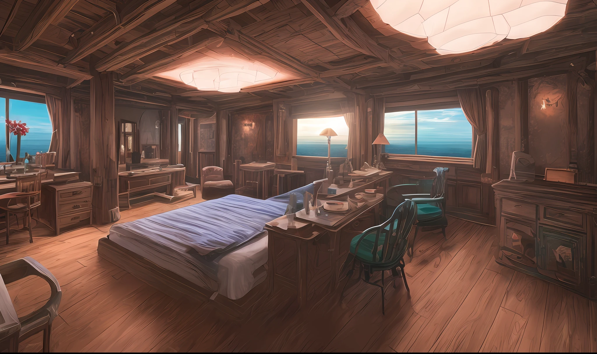 Vast landscape photography, (sea view), BREAK Production Art, (warm light source: 1.2), lamps, intricate details, volume lighting BREAK (masterpiece: 1.2), (highest quality), 4k, ultra detailed, (dynamic composition: 1.4), highly detailed and colorful details (iridescent: 1.2), (sparkling lighting, atmospheric lighting), dreamy, magical, (solo: 1.2), airiness,