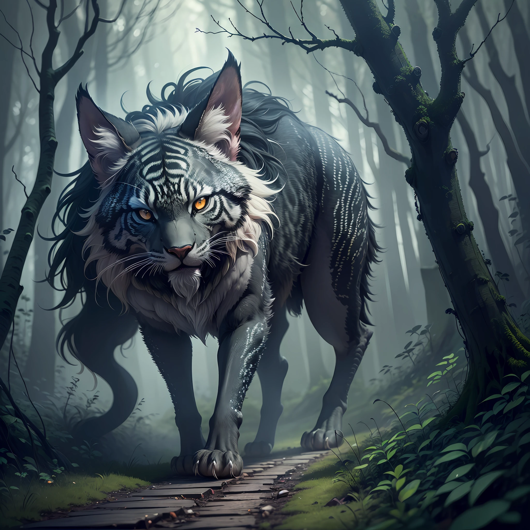 In the primeval forest, A guy, Chased by beasts, run away, first-person view, motion blur, UHD, masterpiece, textured skin, super detail, high details, highres, best quality --auto
