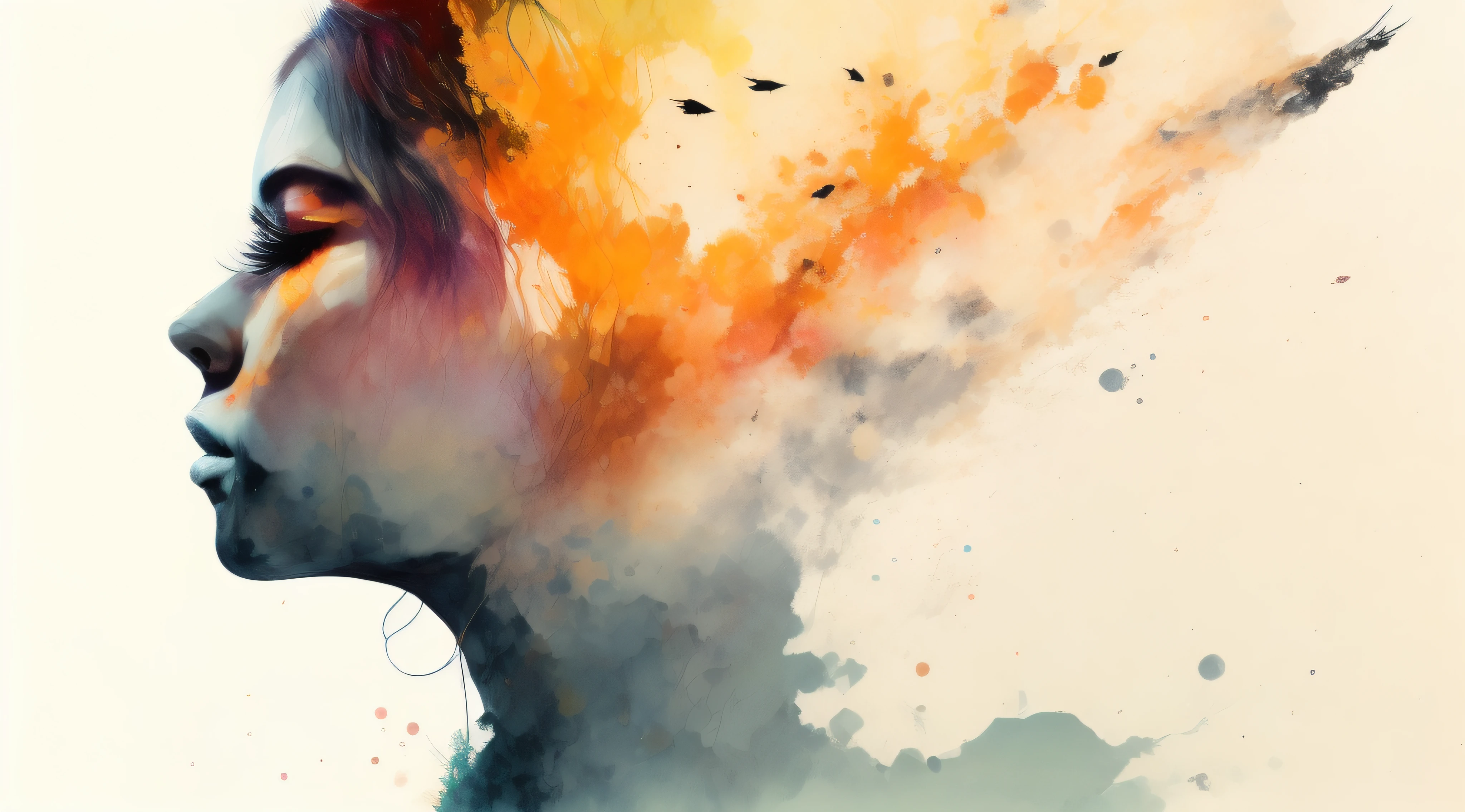 woman with agnes cecile, glowing design, pastel colors, ink drops, autumn lights