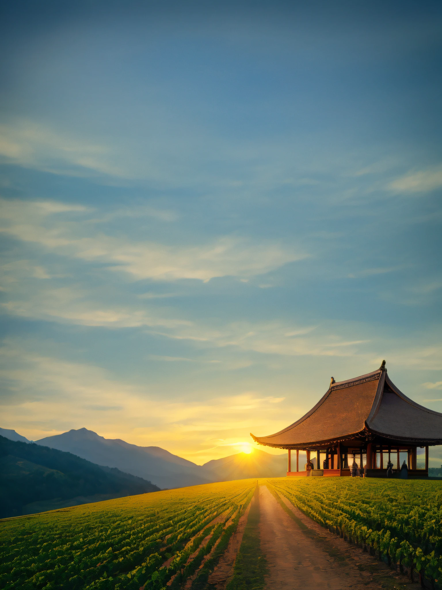 Outside the long pavilion, on the side of the ancient road, the grass is blue.
The evening breeze blows the sound of the willow flute, and the sunset is outside the mountain.
The end of the sky, the corner of the earth, the acquaintance is half scattered.
A spoonful of turbid wine is all over the joy (1), farewell to the cold tonight.