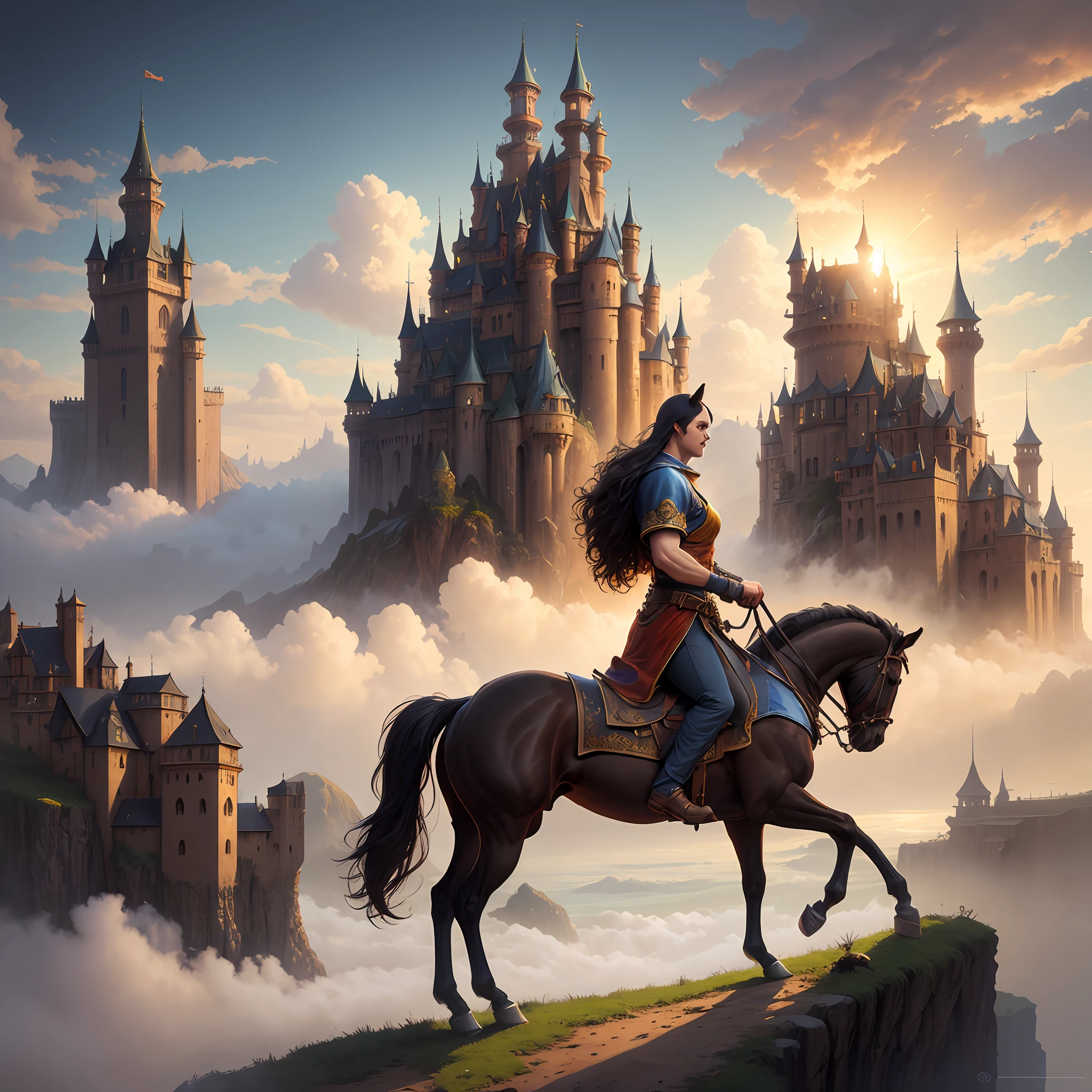 a horse with a castle on its back, a detailed matte painting by Christophe Vacher, featured on deviantart, fantasy art, made of mist, matte painting, fantasy