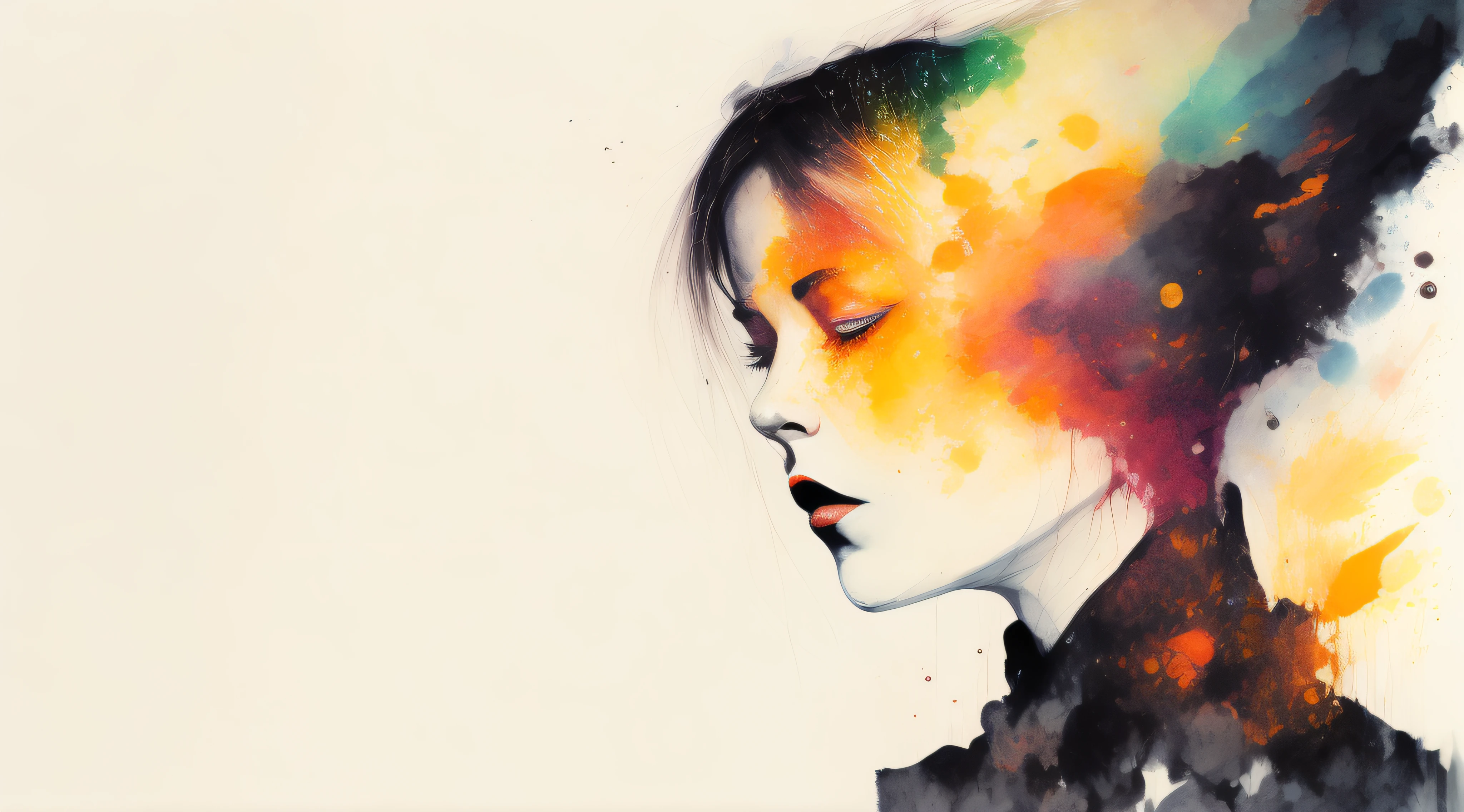 woman with agnes cecile, glowing design, pastel colors, ink drops, autumn lights