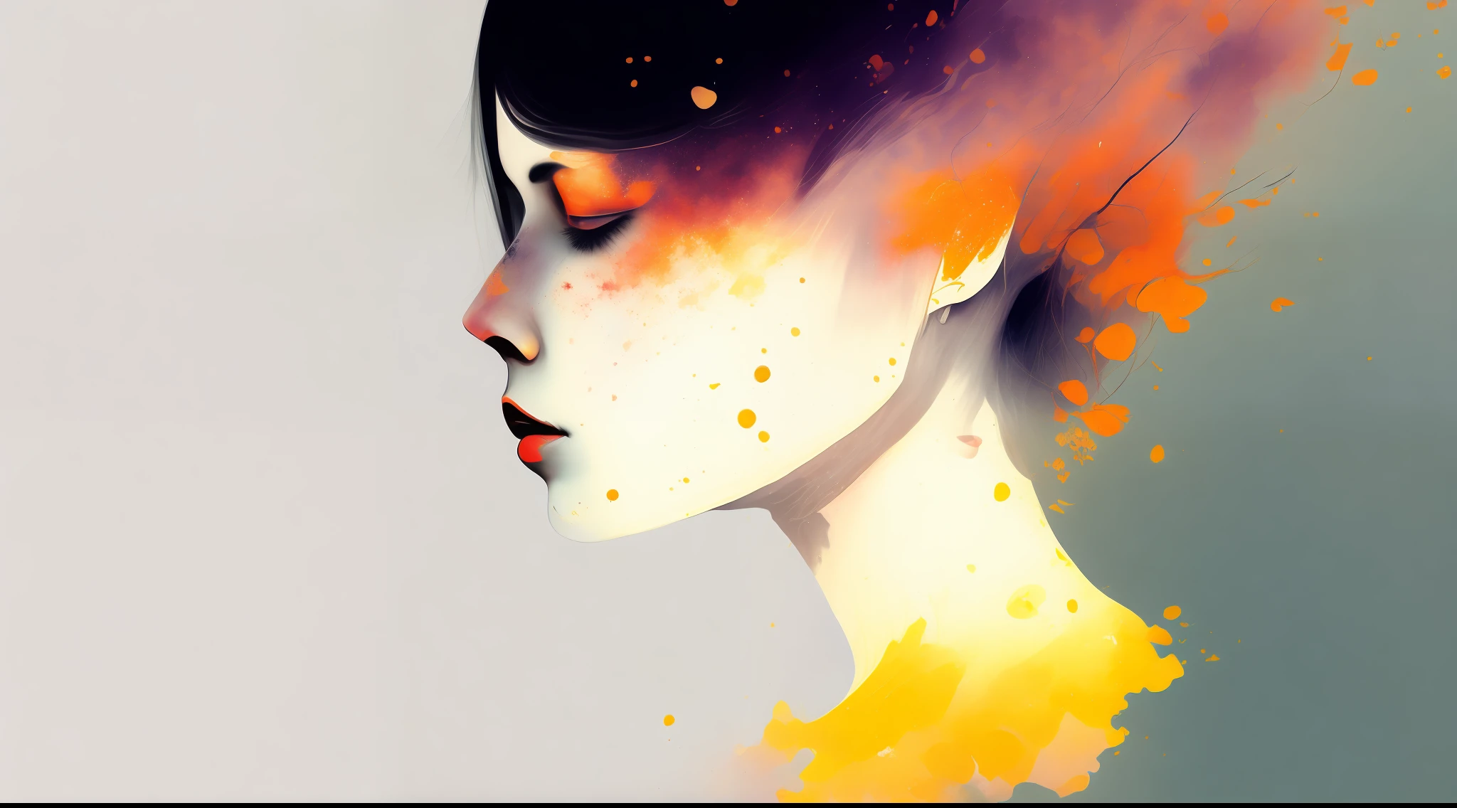 woman with agnes cecile, glowing design, pastel colors, ink drops, autumn lights