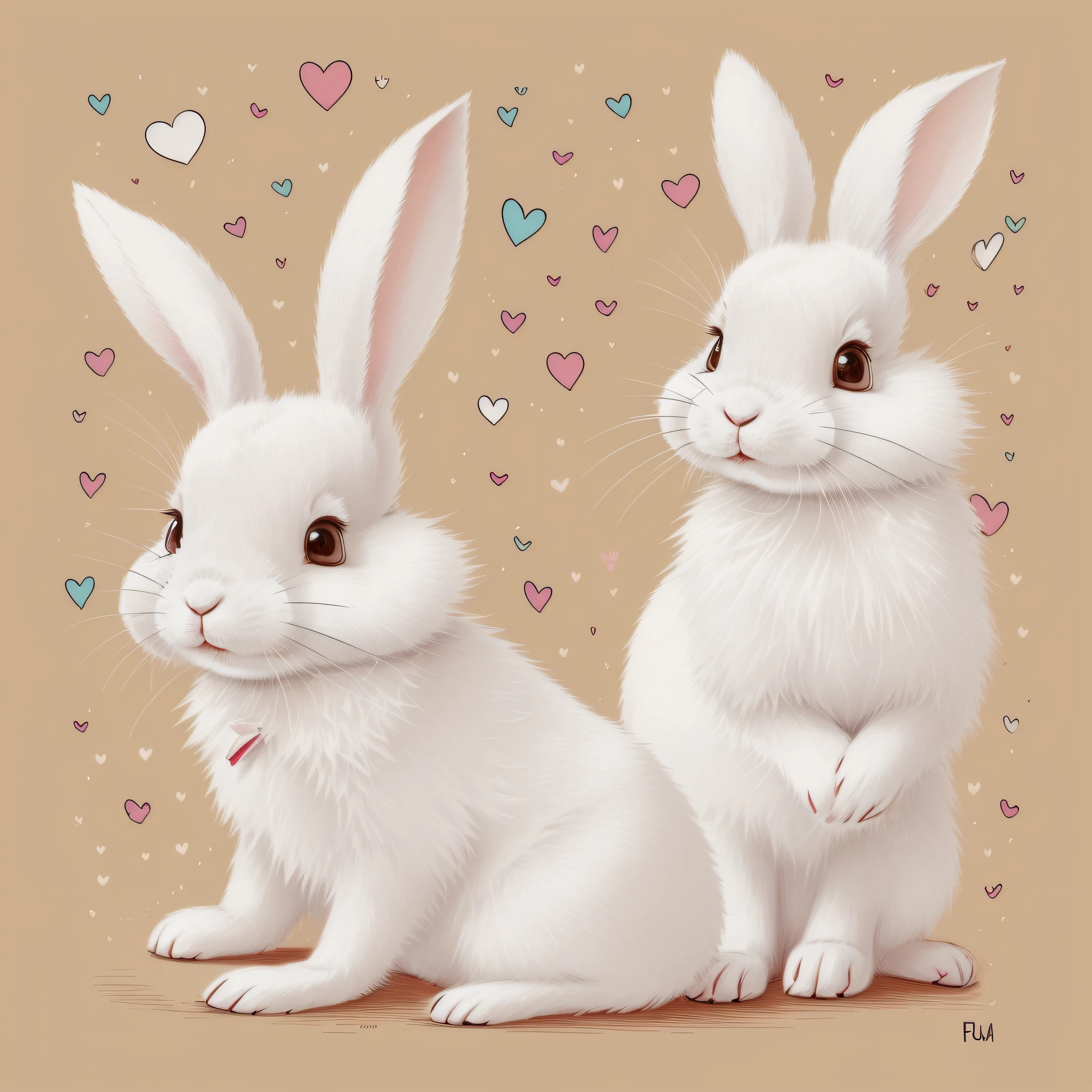 children's picture book illustration, white rabbit, anthropomorphic rabbit, flustered, cute, color illustration,