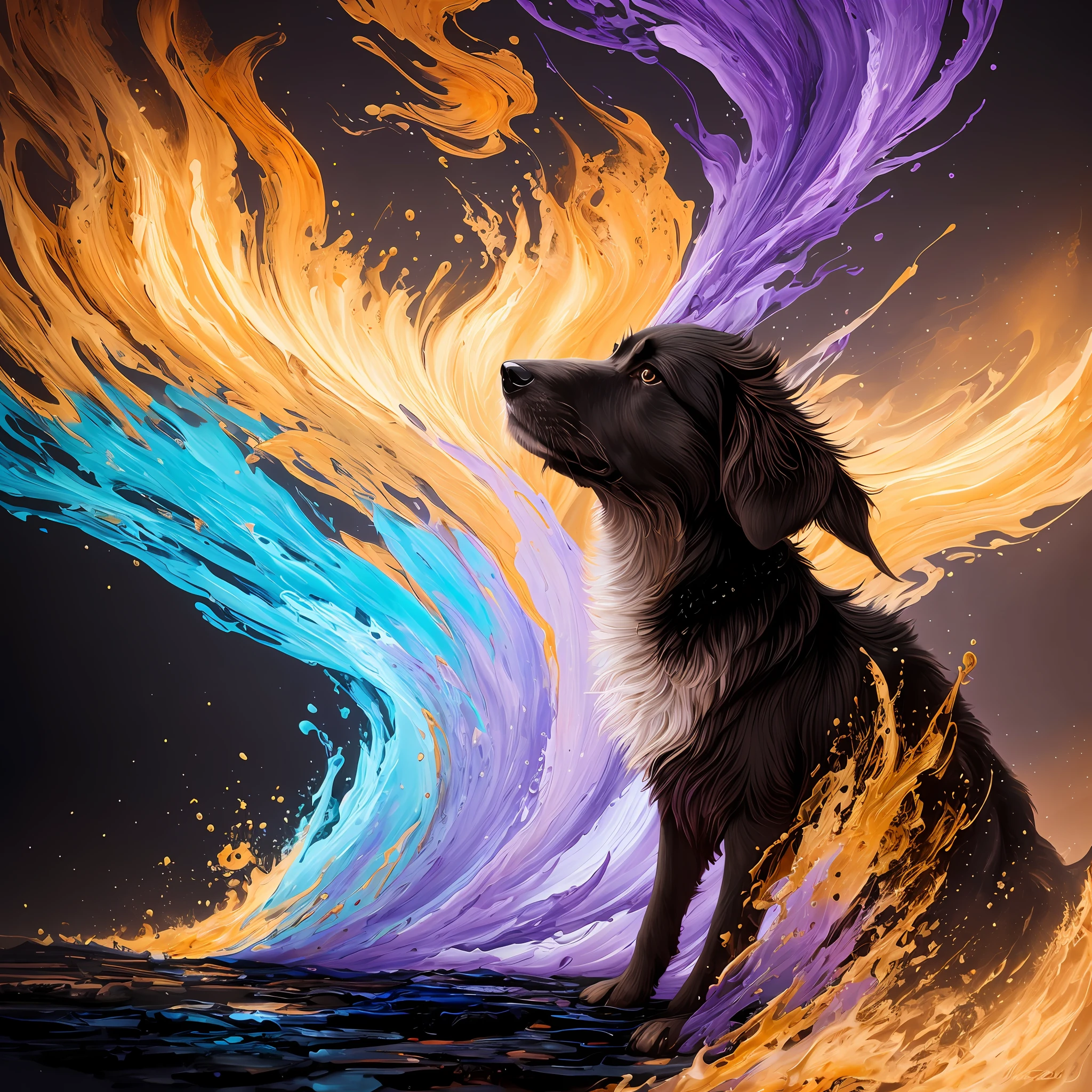 extremely stressed anime dog:human, drinking coffee in a building on fire in the background, masterful playing card border, random Colorful art, oil painting, blue yellow colors, light purple and violet additions, light red additions, intricate detail, splash screen, 8k resolution, masterpiece, artstation digital painting smooth veryBlack ink flow: 8k resolution photorealistic masterpiece: intricately detailed fluid gouache painting: by Jean Baptiste Mongue: calligraphy: acrylic: watercolor art, professional photography, natural lighting, volumetric lighting maximalist photoillustration: by marton bobzert:, complex, elegant, expansive, fantastical, vibrant
