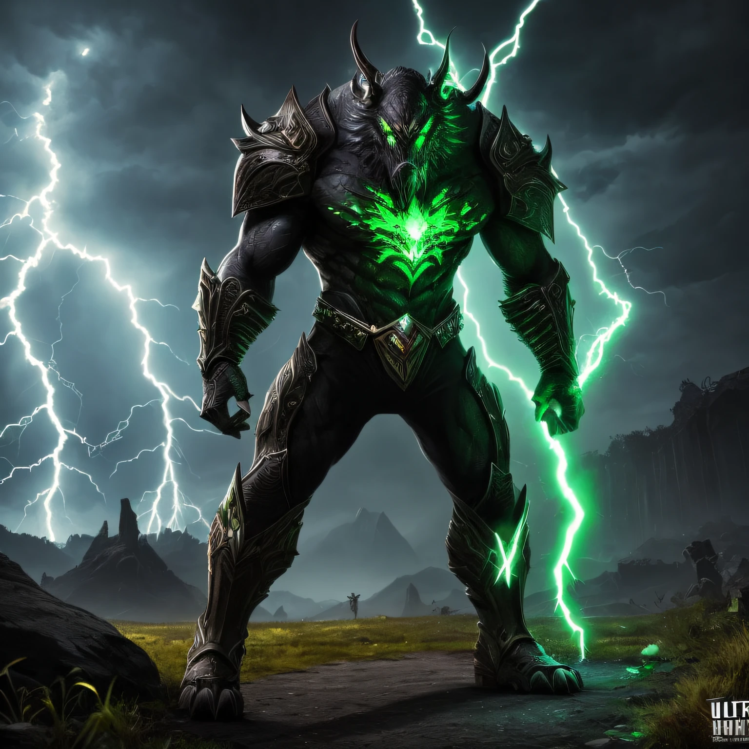 beast, beast, green color, full body, with lightning, front, ultra realistic, 4k --auto