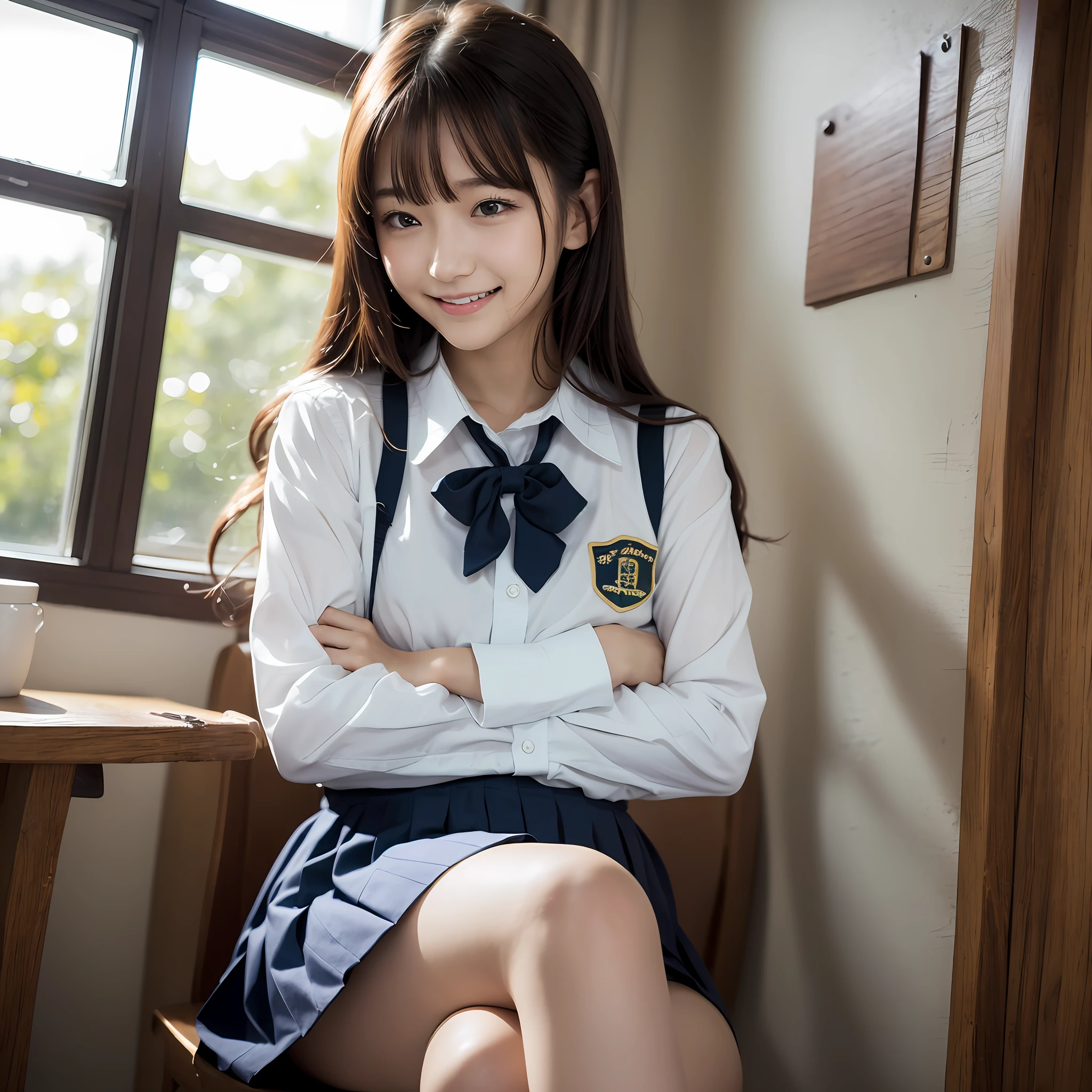 (18years old:1.2),(insincere laugh:1.2),(looking away:1.3),8k,RAW portrait of japanese girl,photorealistic,ultra high res,best quality,
BREAK
(school uniform:1.2),(from below:1.2),sitting on chair,crossed arms,(panty shot:1.2),(messy room:1.4)
BREAK
(natural skin texture,detailed skin, hyperrealism,ultra sharpness),intricate details,Depth of field, dim lighting,韓国アイドル、乃木坂アイドル、グラビアアイドル、女優、fashion model posing