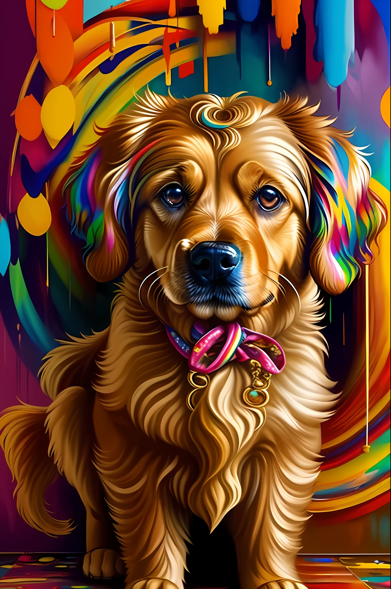 (Golden retrive dog), Eduardo Kobra padding ,wall PORTRAIT geometric multidimensional, art, chibi,
yang08k, beautiful, colorful,
masterpieces, top quality, best quality, official art, beautiful and aesthetic,