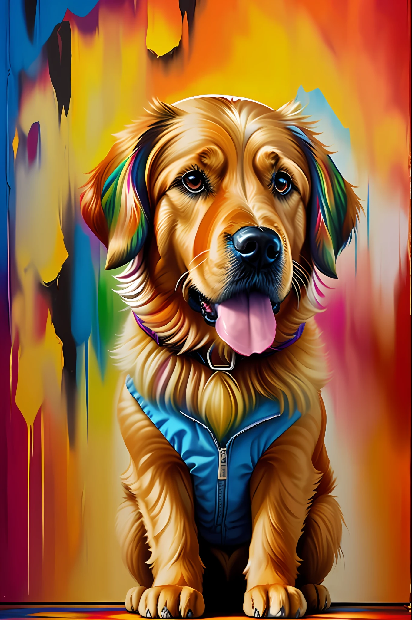(Golden retrive dog), Eduardo Kobra padding ,wall PORTRAIT geometric multidimensional, art, chibi,
yang08k, beautiful, colorful,
masterpieces, top quality, best quality, official art, beautiful and aesthetic,