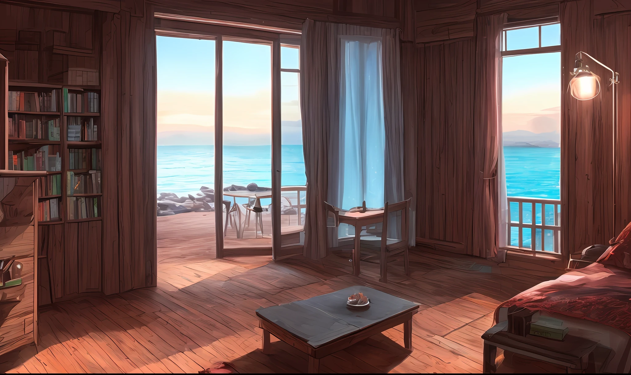 Vast landscape photography, (sea view), BREAK Production Art, (warm light source: 1.2), lamps, intricate details, volume lighting BREAK (masterpiece: 1.2), (highest quality), 4k, ultra detailed, (dynamic composition: 1.4), highly detailed and colorful details (iridescent: 1.2), (sparkling lighting, atmospheric lighting), dreamy, magical, (solo: 1.2), airiness,