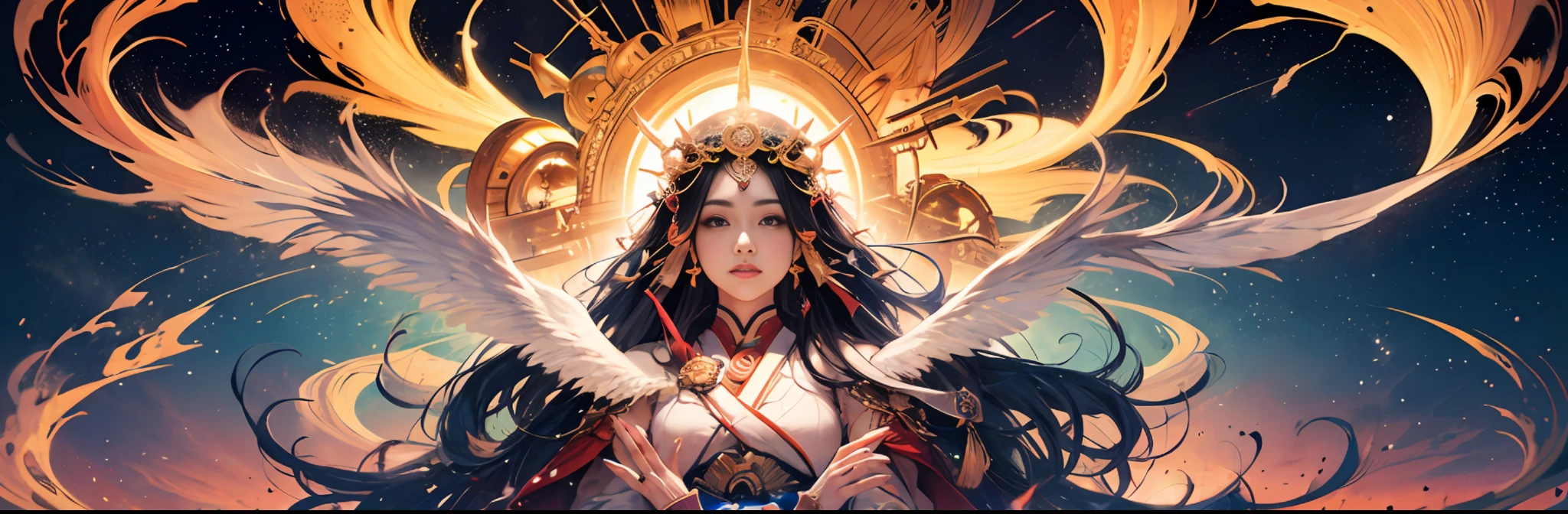 Amaterasu, the radiant sun goddess ::5 gently peeking out from the Amano-Iwato ::4 a scene of awakening, emergence, and divine light ::3 an iconic moment from Japanese mythology ::2 blend of the celestial and the earthly, divine and ordinary ::1