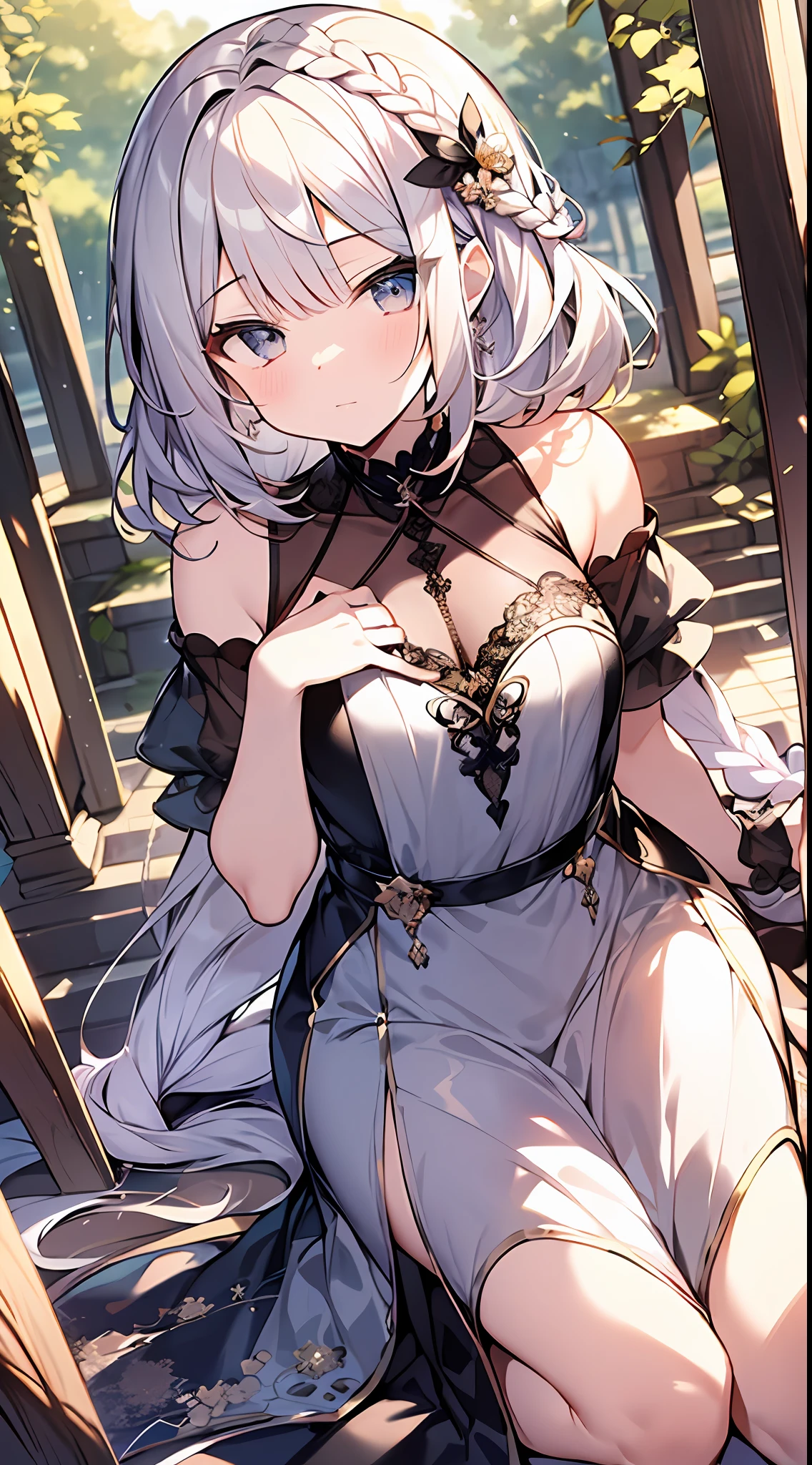 (incredibly absurdres absolutely resolution: 1.5), highest quality, masterpiece, ultra high resolution, 8k, (multiple girls), (gorgeous dresses with many gorgeous and colorful decorations) BREAK shoujo manga style, (li), soft line drawing, digital enhancement, shojo manga touch, environmental change scenes, shojo manga core, ( Hair length to the shoulders))), (((short braid))), ancient capital of the West, full body visible angle, entangle, beautiful and aesthetic: 1.5, High quality: 1.3