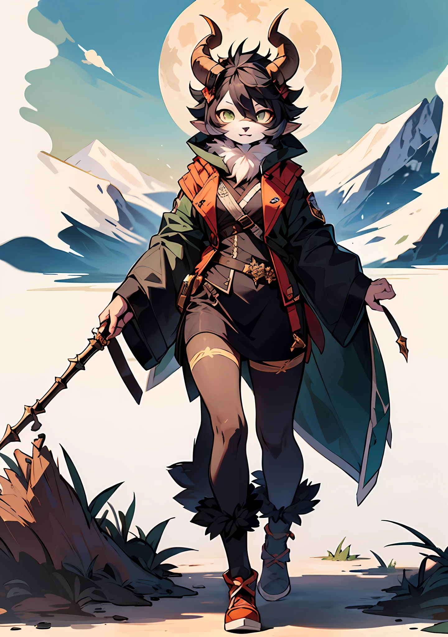 Best Quality, Super Detailed Illustration, (1 Furry Sheep Girl With Horns: 1.5), Black Hair, Malachite Eyes, (Rogue: 1.7), Forest, Moon, Sketch, Full Body, Top Quality, Anime, Full-Length, Whole Body Visible, Perfect Body, (Very Fluffy: 1.5), Adult